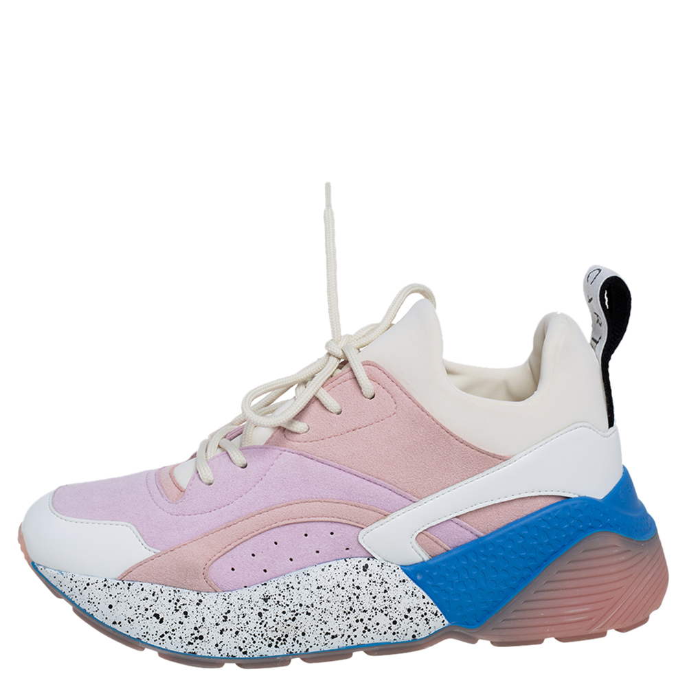 

Stella McCartney Multicolor Faux Leather, Faux Suede and Fabric Eclypse Low Top Sneakers Size