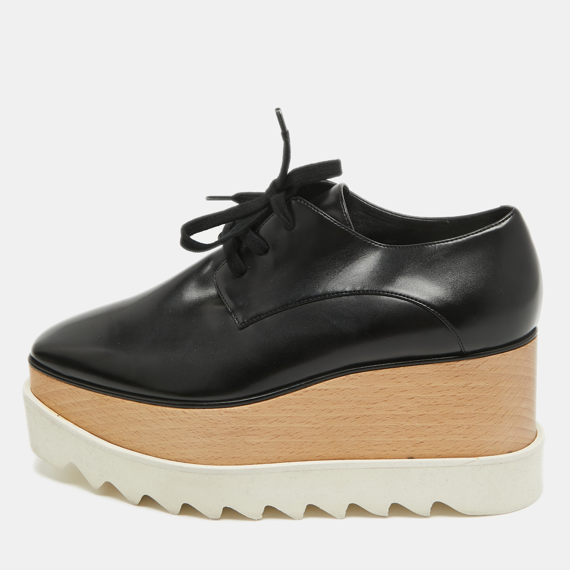 

Stella McCartney Black Faux Leather Elyse Platforms Sneakers Size
