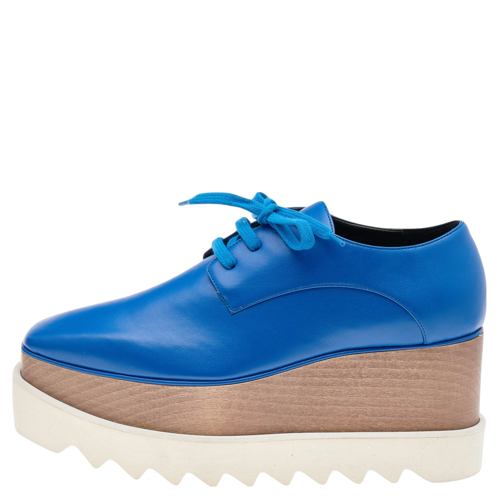 

Stella McCartney Blue Faux Leather Elyse Platform Sneakers Size