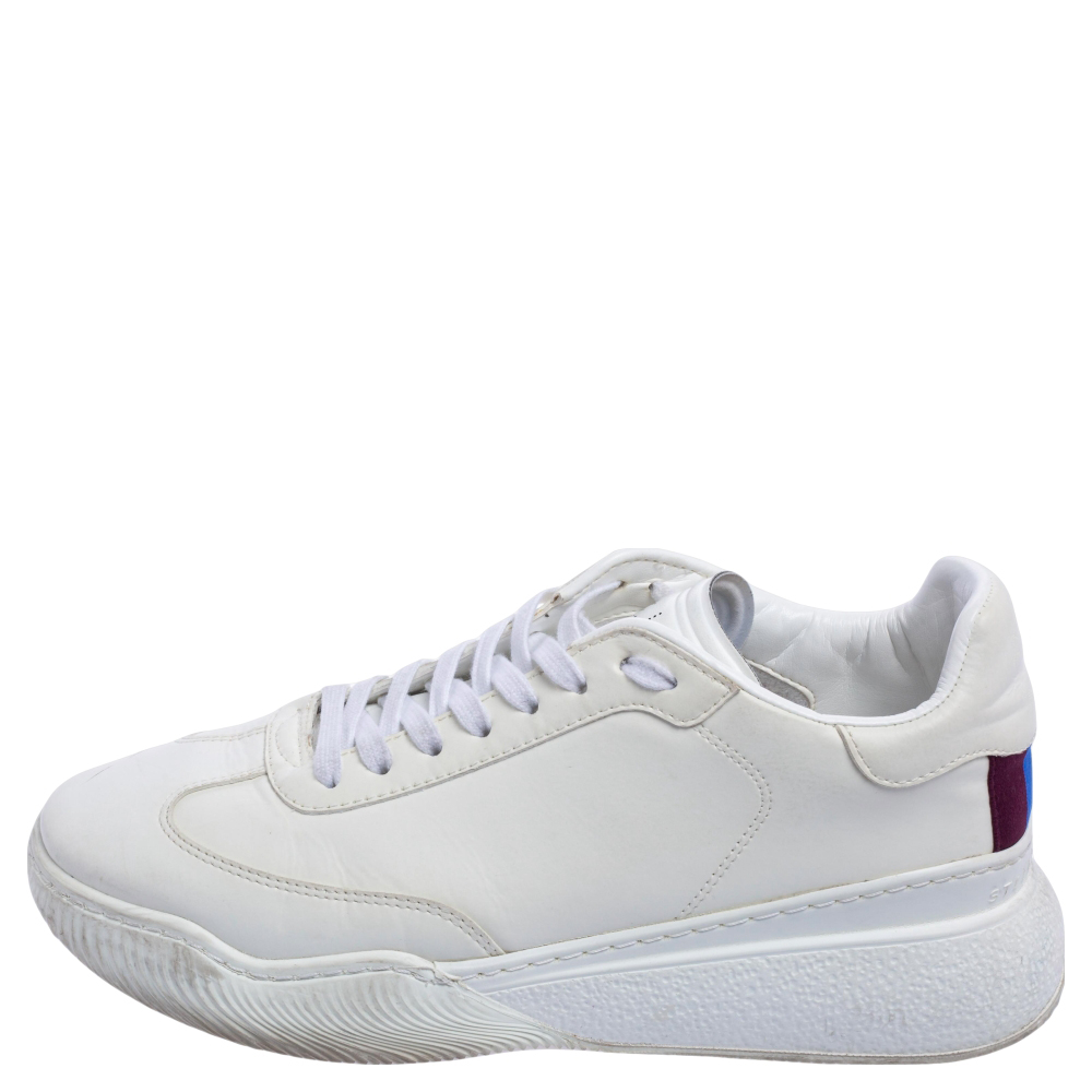 

Stella McCartney White Faux Leather Lace Up Sneakers Size