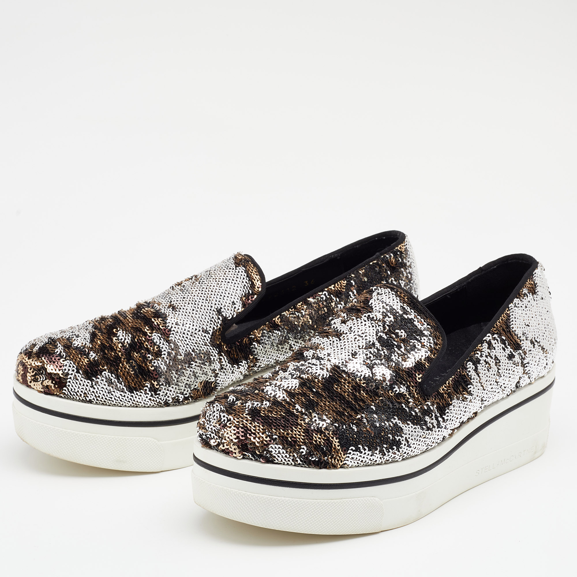 

Stella McCartney Multicolor Sequin Binx Platform Slip On Sneakers Size