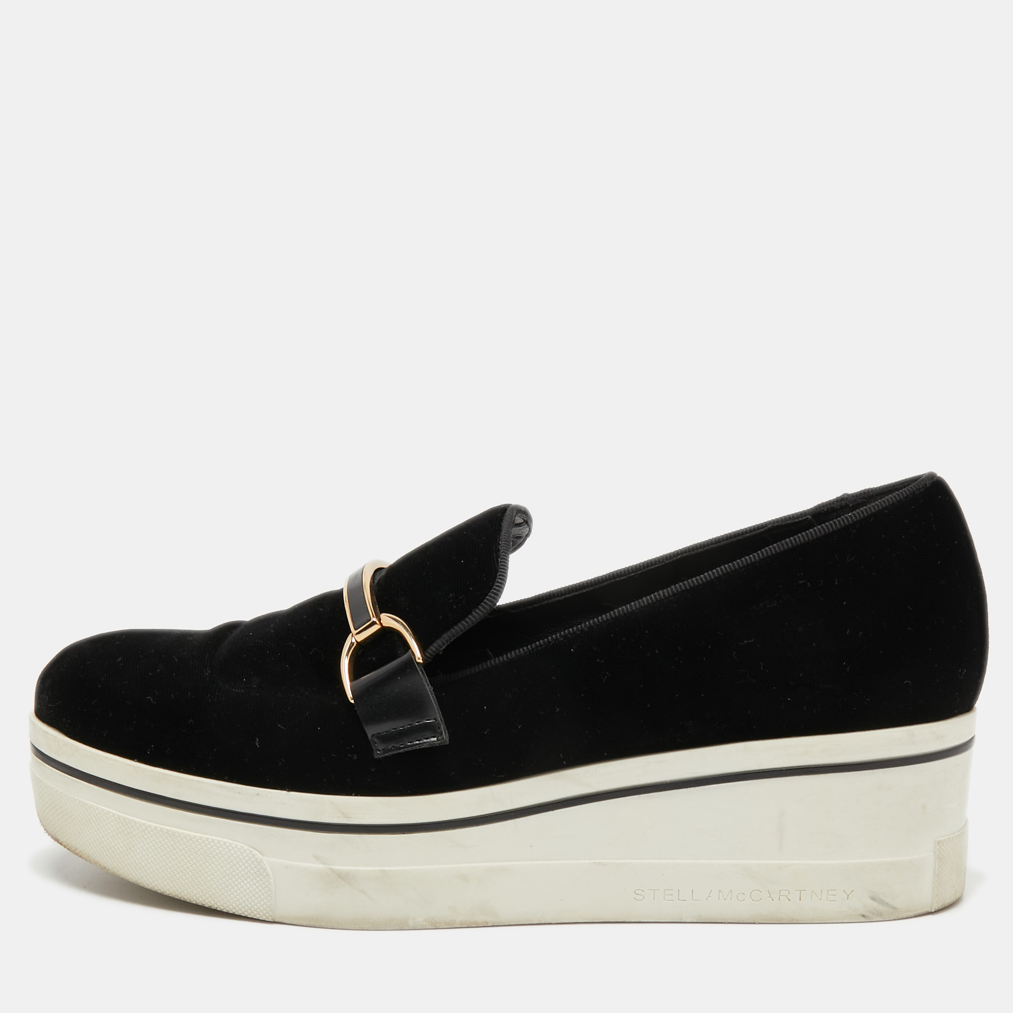 Pre Owned Stella McCartney Black Velvet Binx Platform Sneakers Size 40