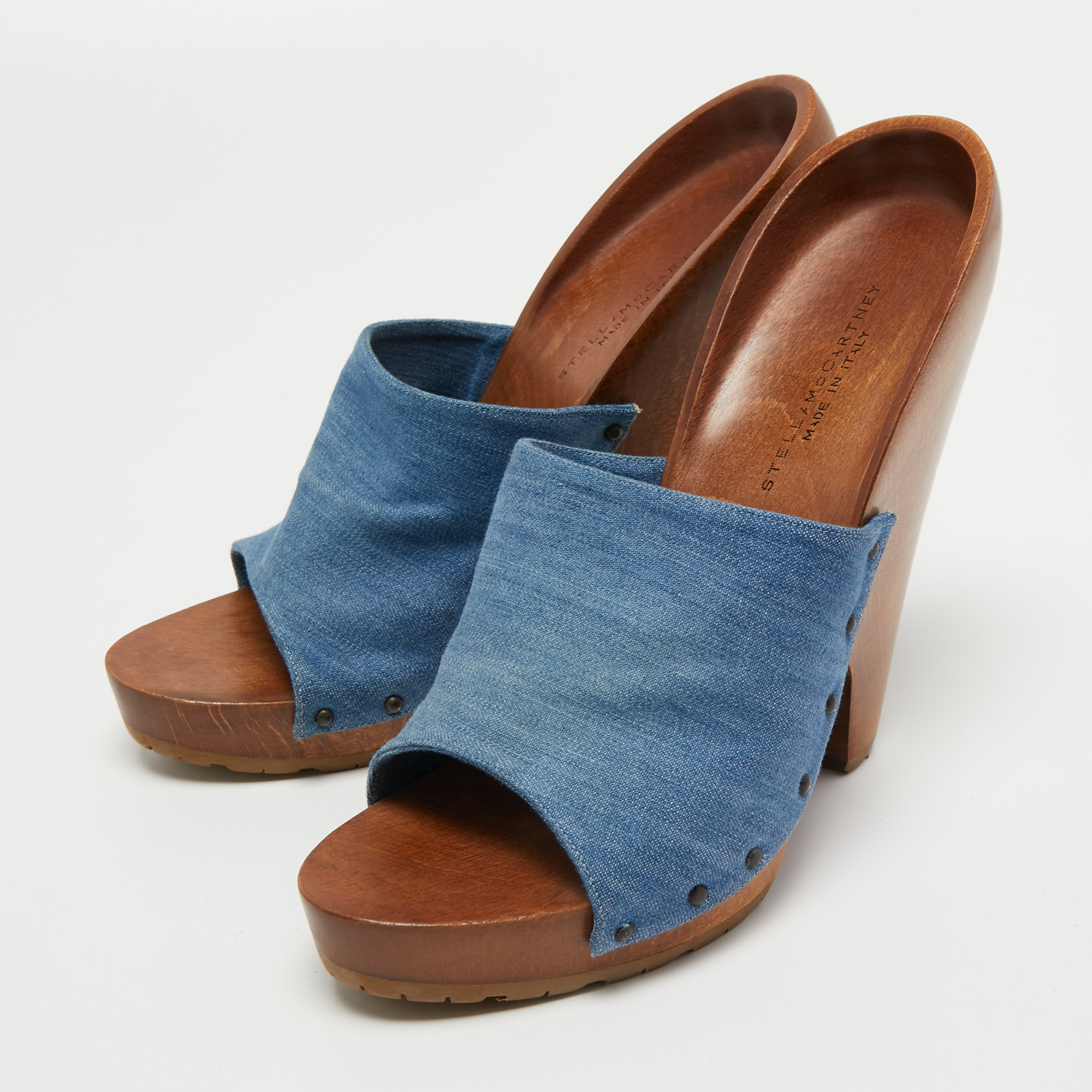 

Stella McCartney Blue Denim Platform Clogs Size