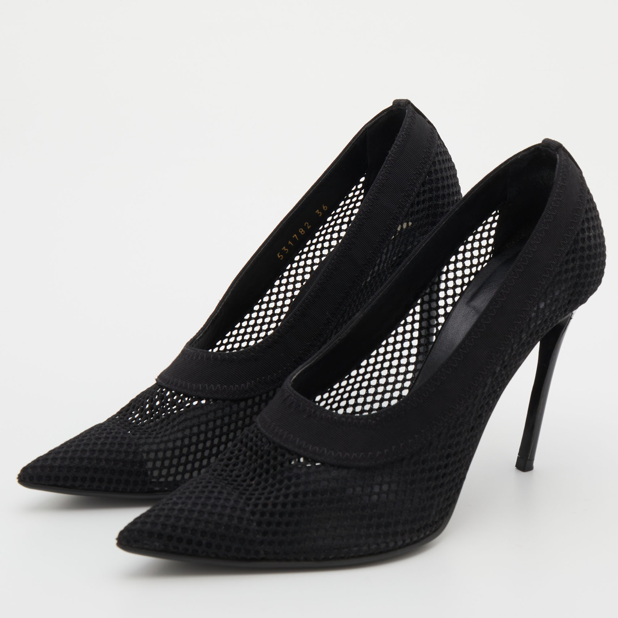 

Stella McCartney Black Knit Mesh Pointed Toe Pumps Size