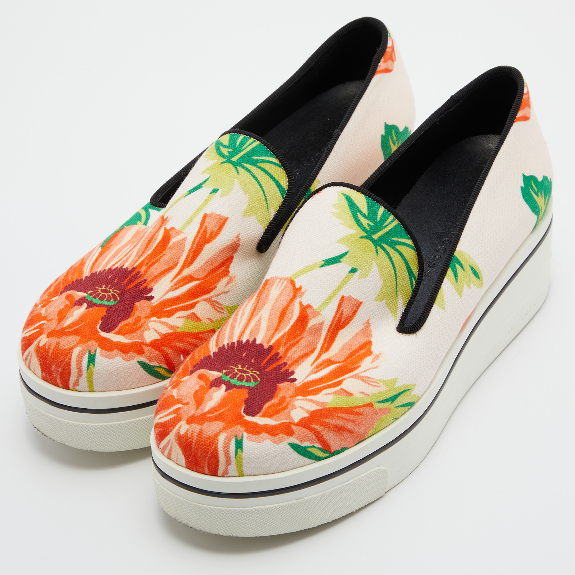

Stella McCartney Multicolor Printed Canvas Platform Slip On Sneakers Size
