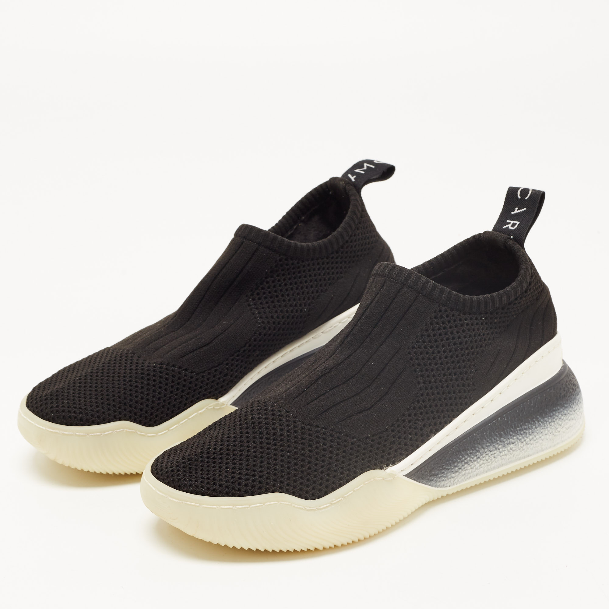 

Stella McCartney Black Knit Fabric Slip On Sneakers Size