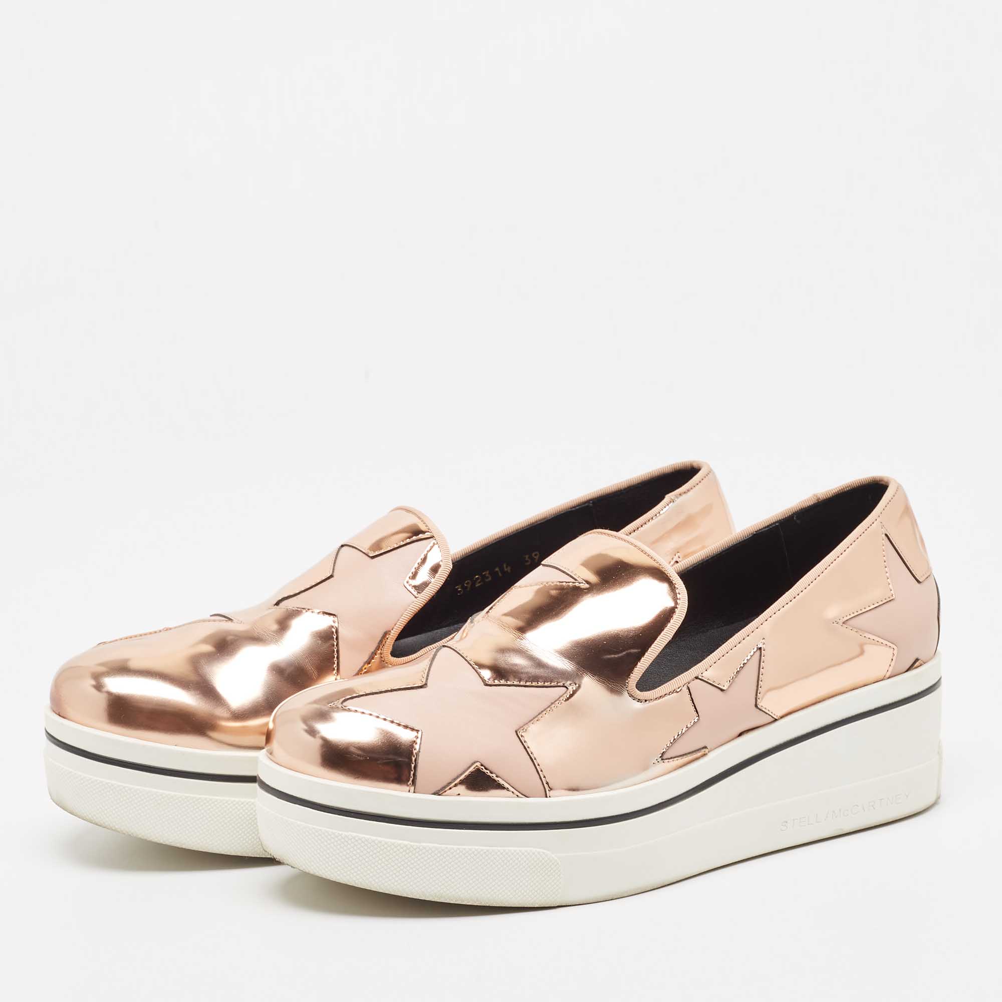 

Stella McCartney Rose Gold Faux Leather Binx Star Sneakers Size, Pink