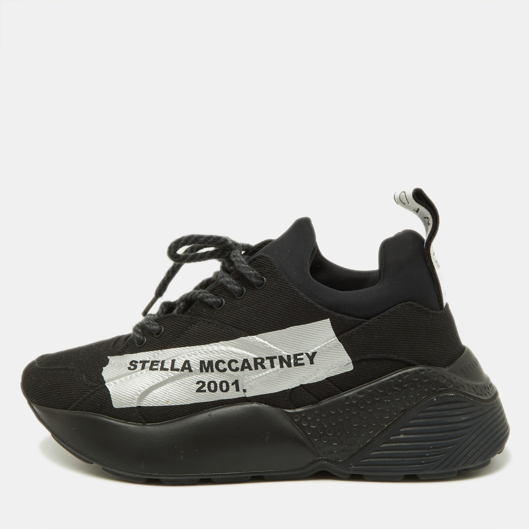 

Stella McCartney Black Canvas Eclypse Logo Low Top Sneakers Size