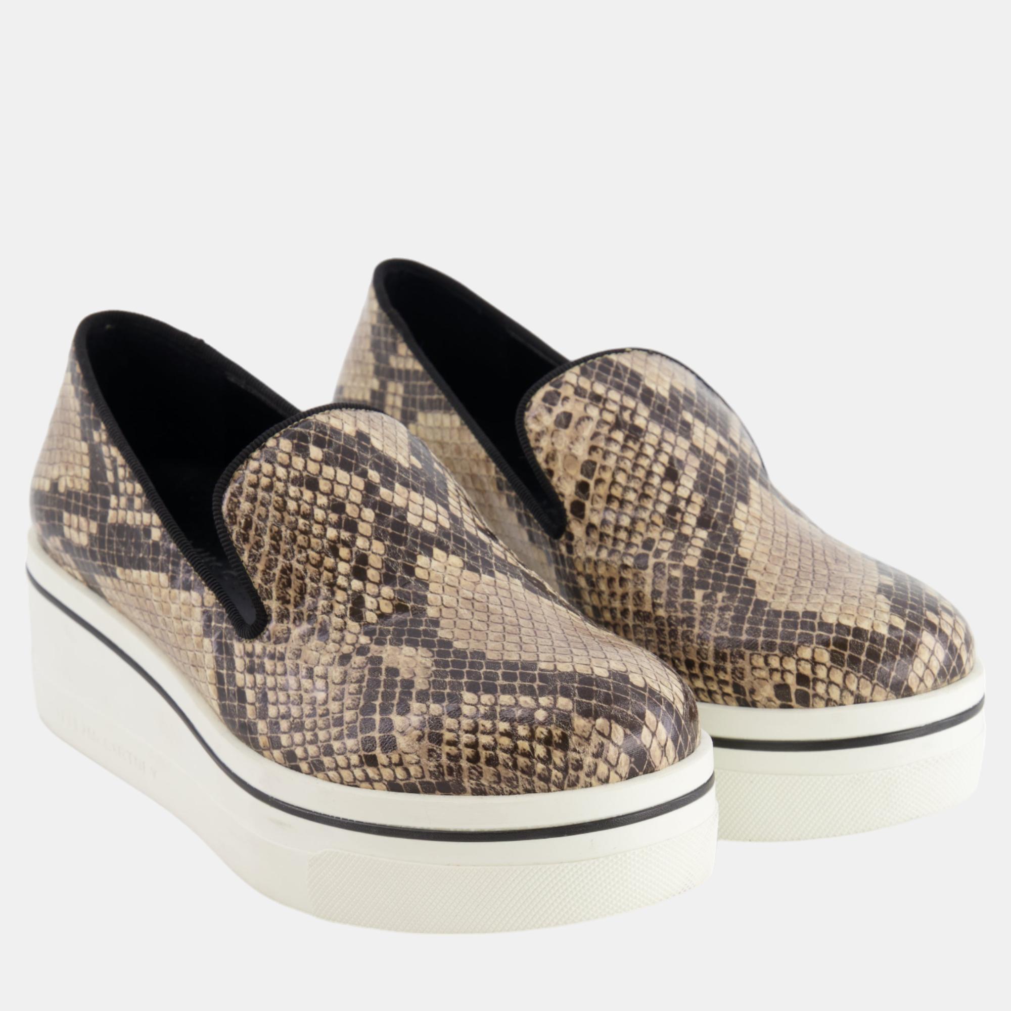 

Stella Mccartney Brown and White Faux Snakeskin Platform Size EU