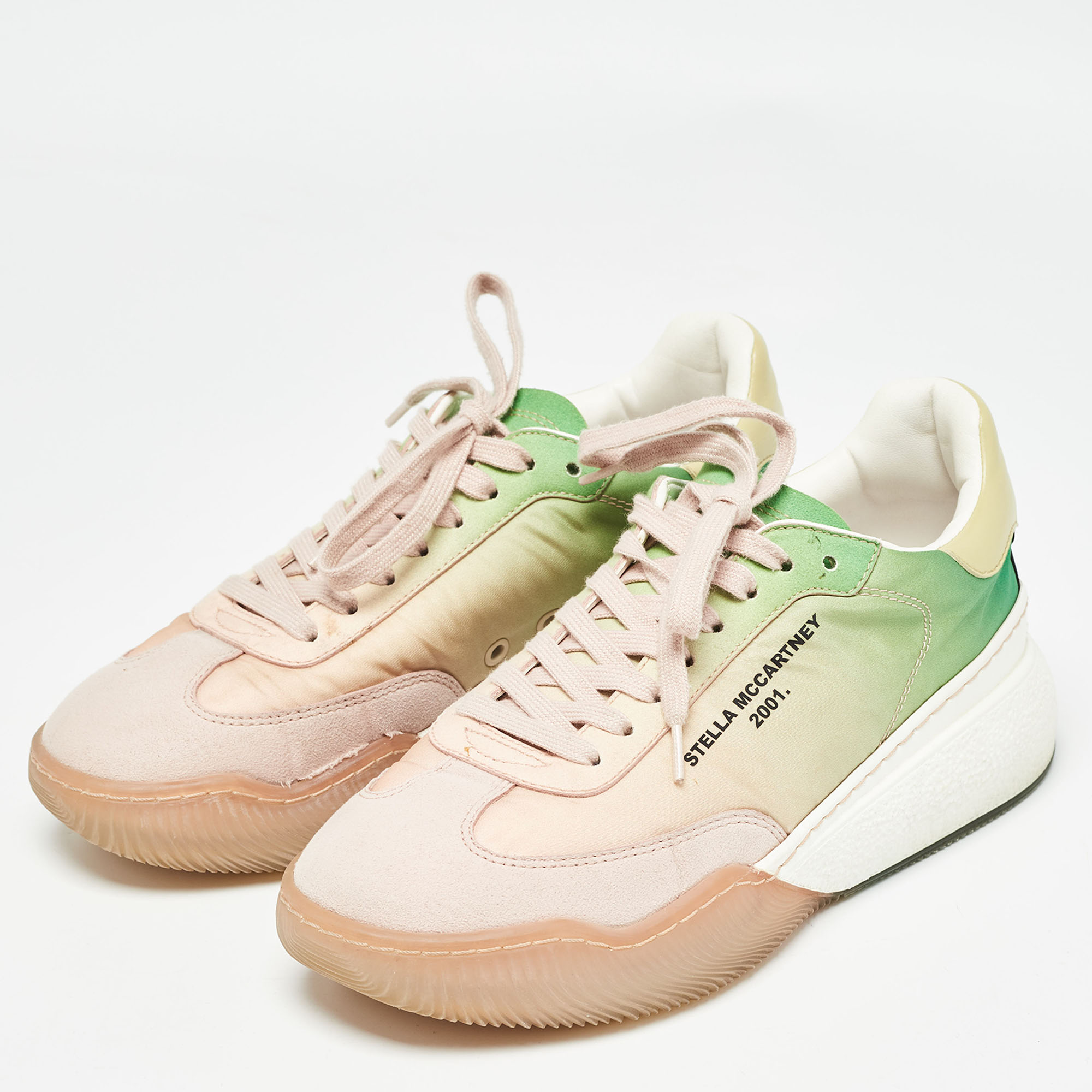 Stella McCartney Multicolor Fabric and Faux Suede Low Top Sneakers Size 38 