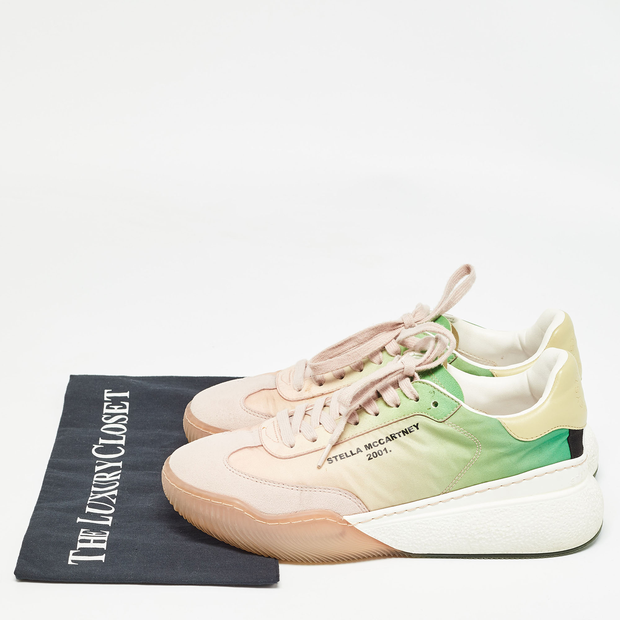Stella McCartney Multicolor Fabric and Faux Suede Low Top Sneakers Size 38 