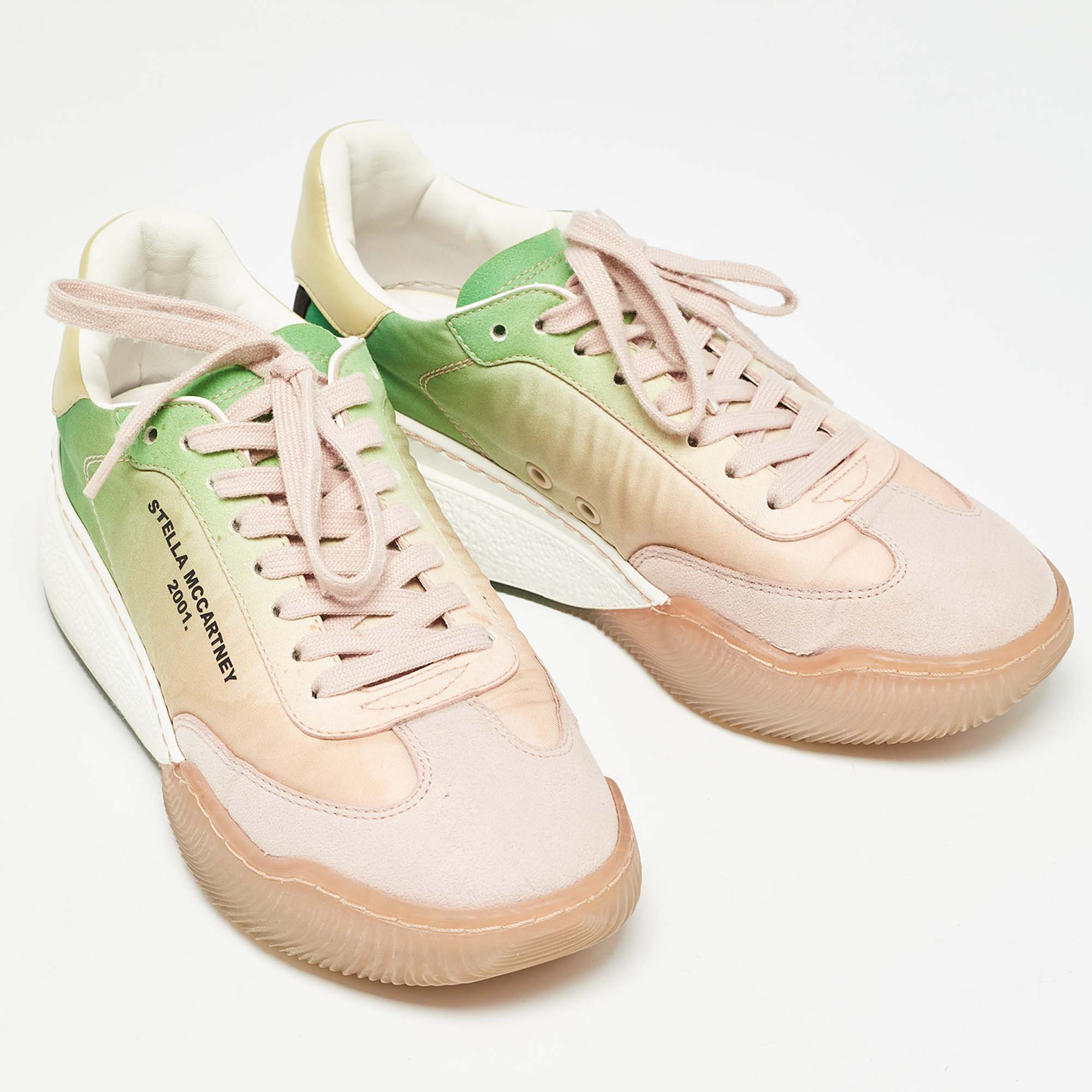 Stella McCartney Multicolor Fabric and Faux Suede Low Top Sneakers Size 38 
