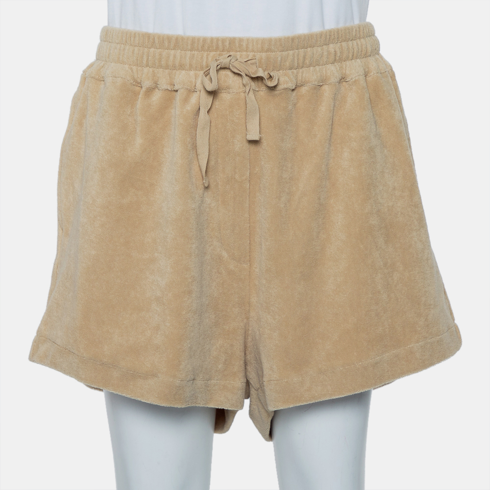 Pre-owned Stockholm Atelier X & Other Stories Cream Velour Drawstring Shorts L