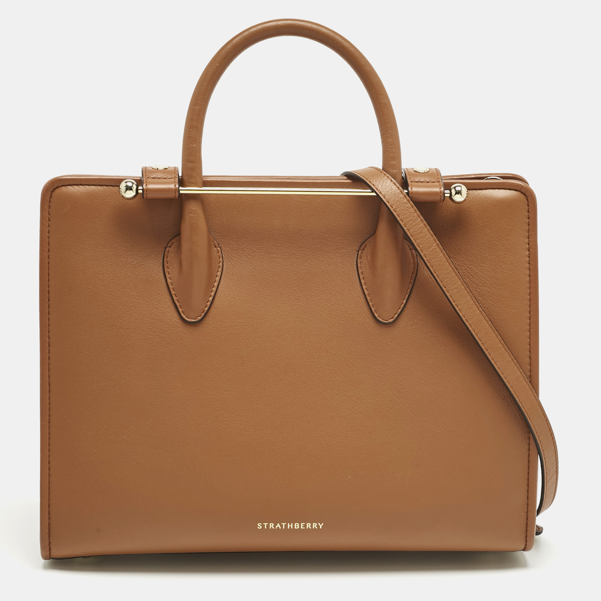 

Strathberry Brown Leather Midi Tote