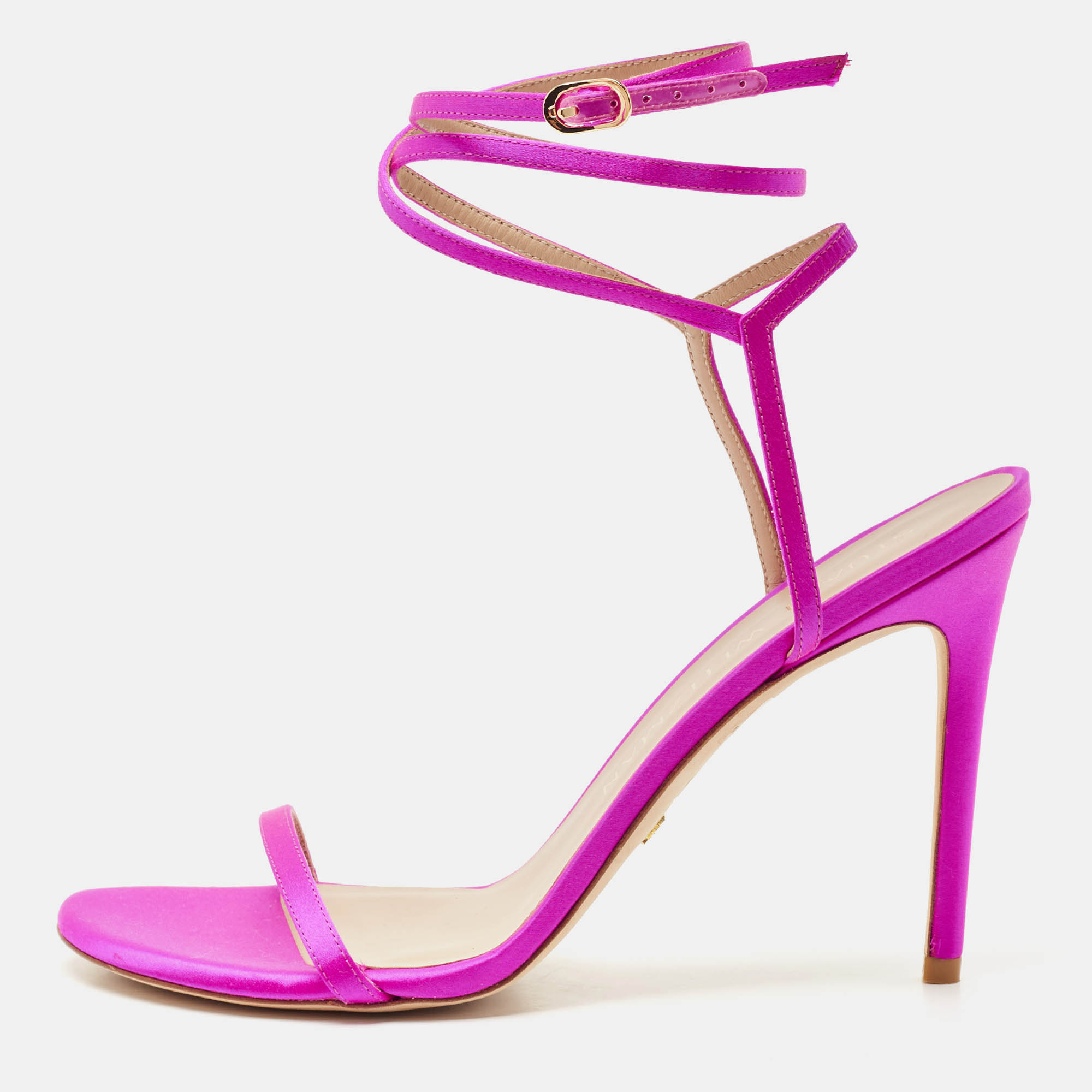 

Stuart Weitzman Fuchsia Satin Ankle Strap Sandals Size, Pink