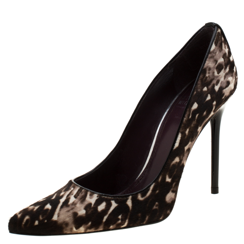 Pre Owned حذاء كعب عالي ستيوارت وايدزمان مقدمة مدببة شعر مهر لونين مقاس 38.5