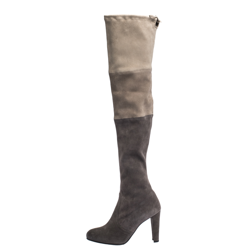 

Stuart Weitzman Two Tone Suede Over The Knee Boots Size, Brown