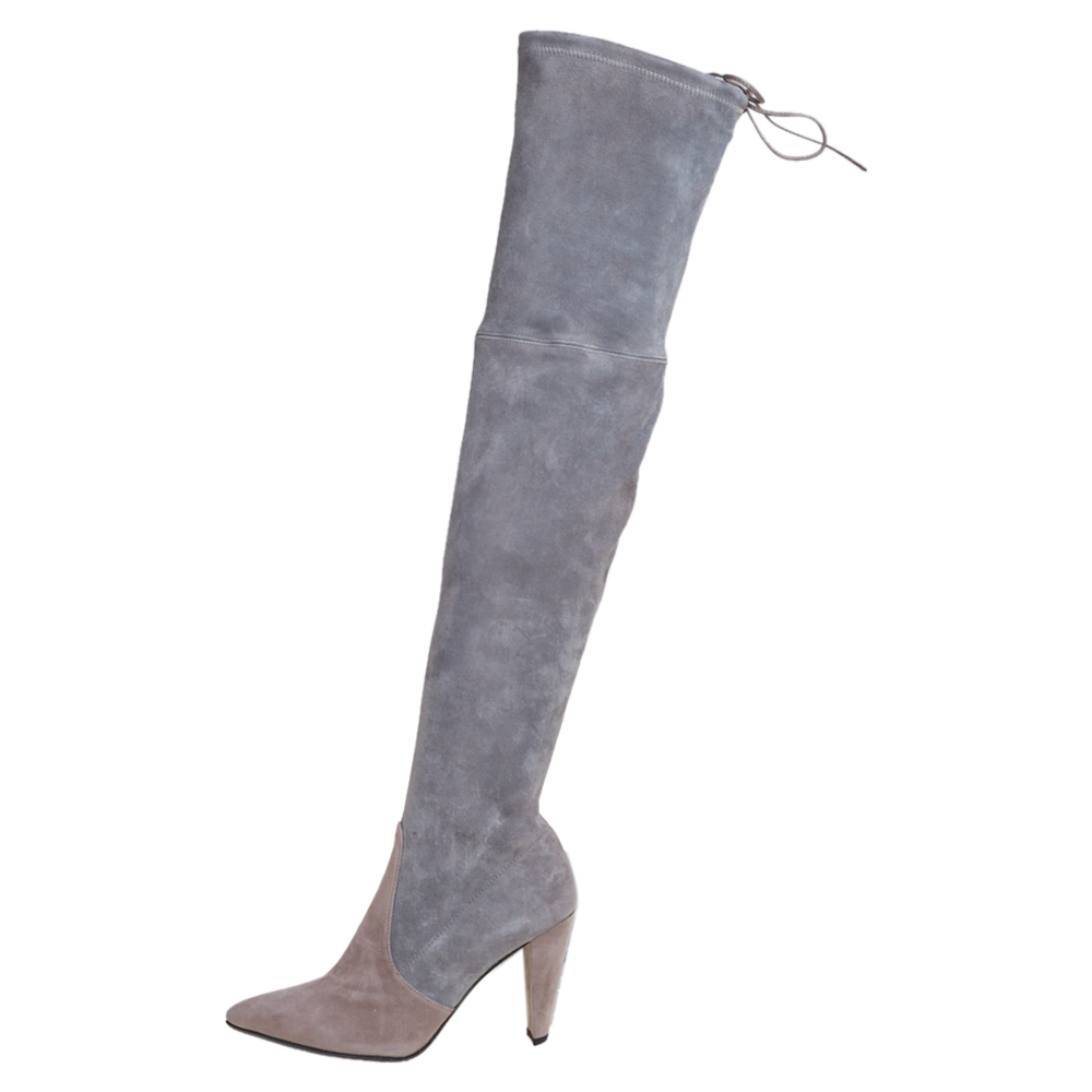 

Stuart Weitzman Grey Suede Highland Over The Knee Boots Size