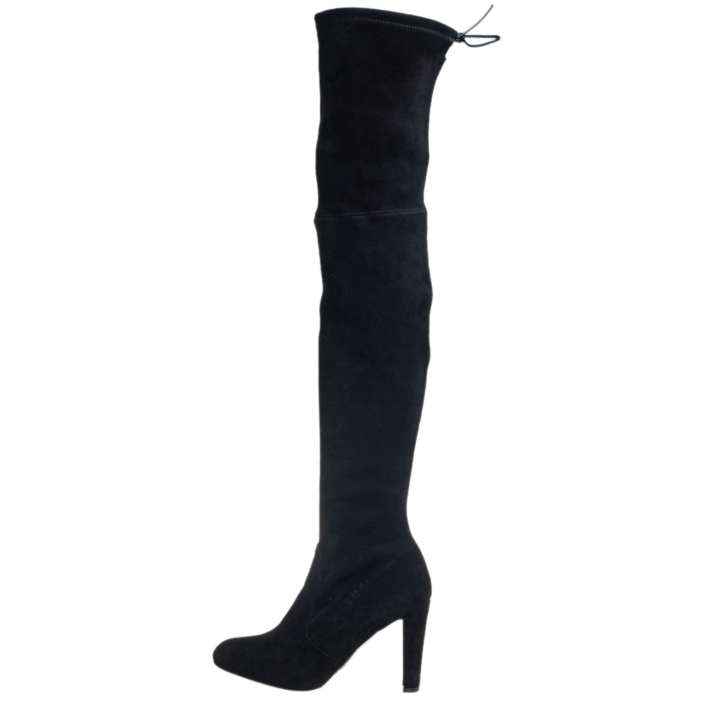 

Stuart Weitzman Black Suede Leather Highland Over The Knee Boots Size