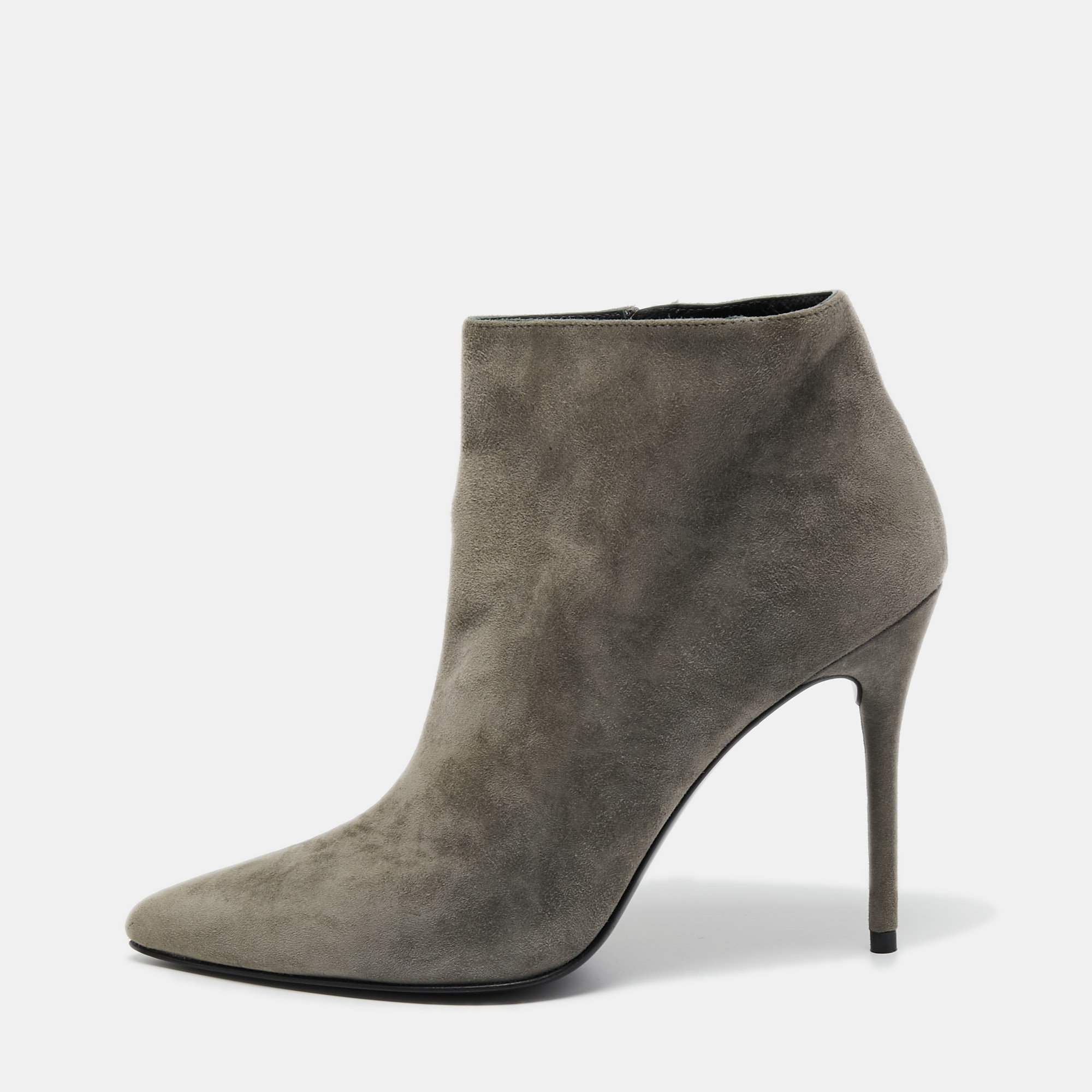 Pre-owned Stuart Weitzman Grey Suede Ankle Boots Size 40