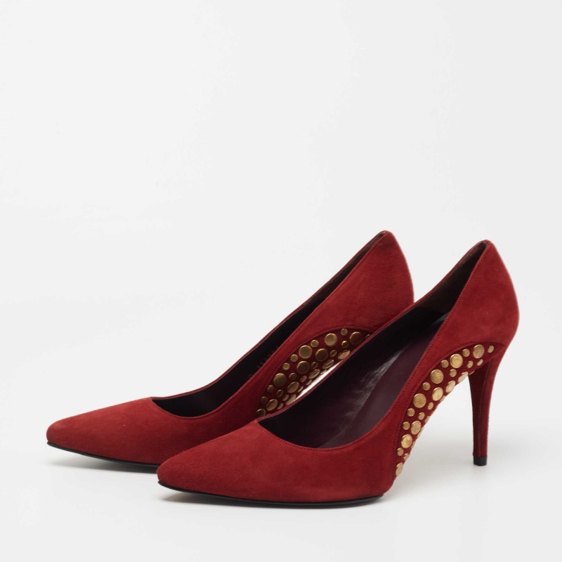 

Stuart Weitzman Red Suede Studded Pumps Size