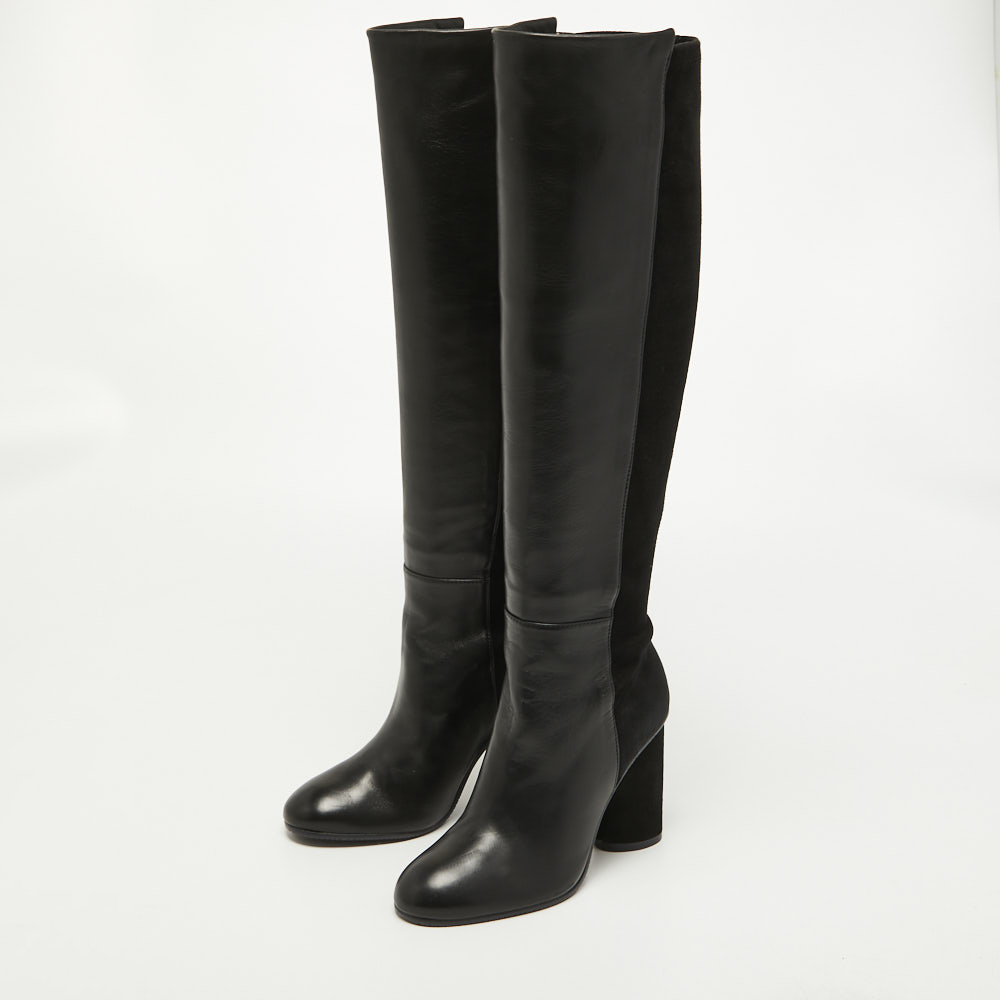 

Stuart Weitzman Black Suede and Leather Knee Length Boots Size