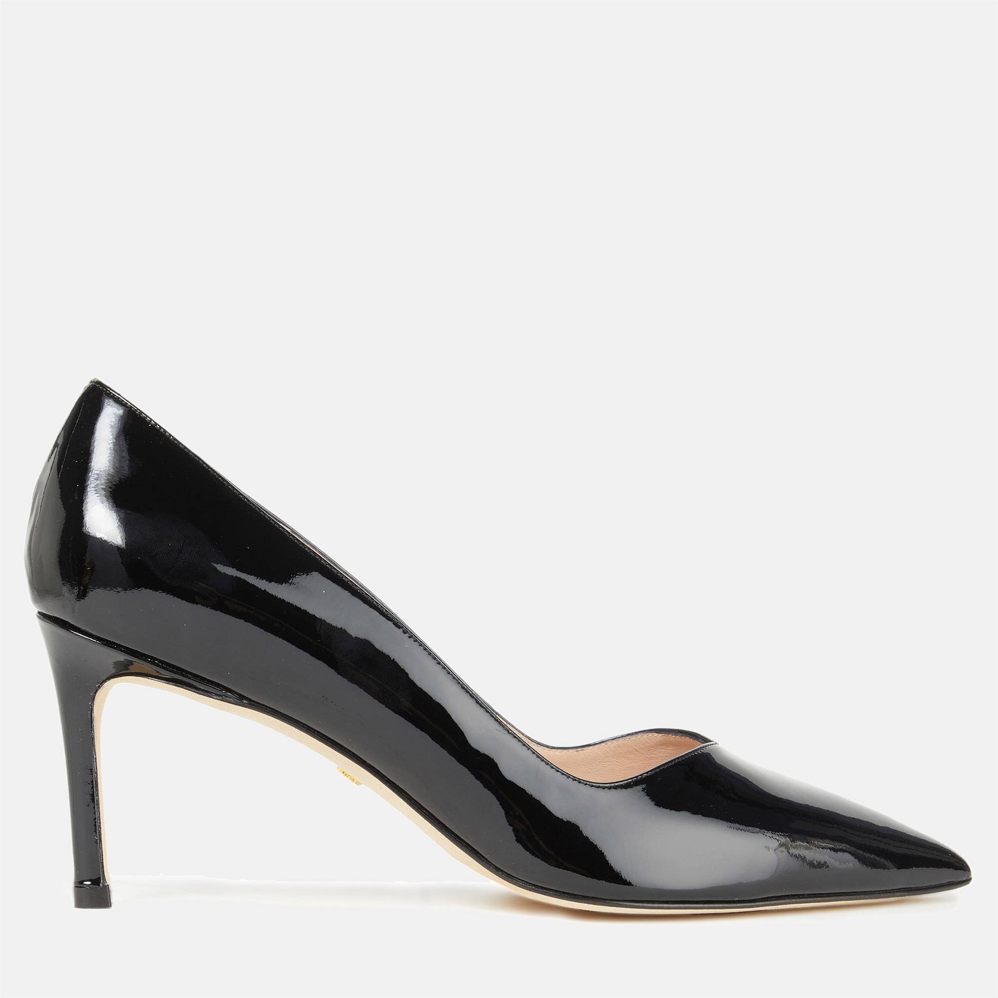 Pre-owned Stuart Weitzman Patent Leather Pointed Toe Pumps 36 In Black