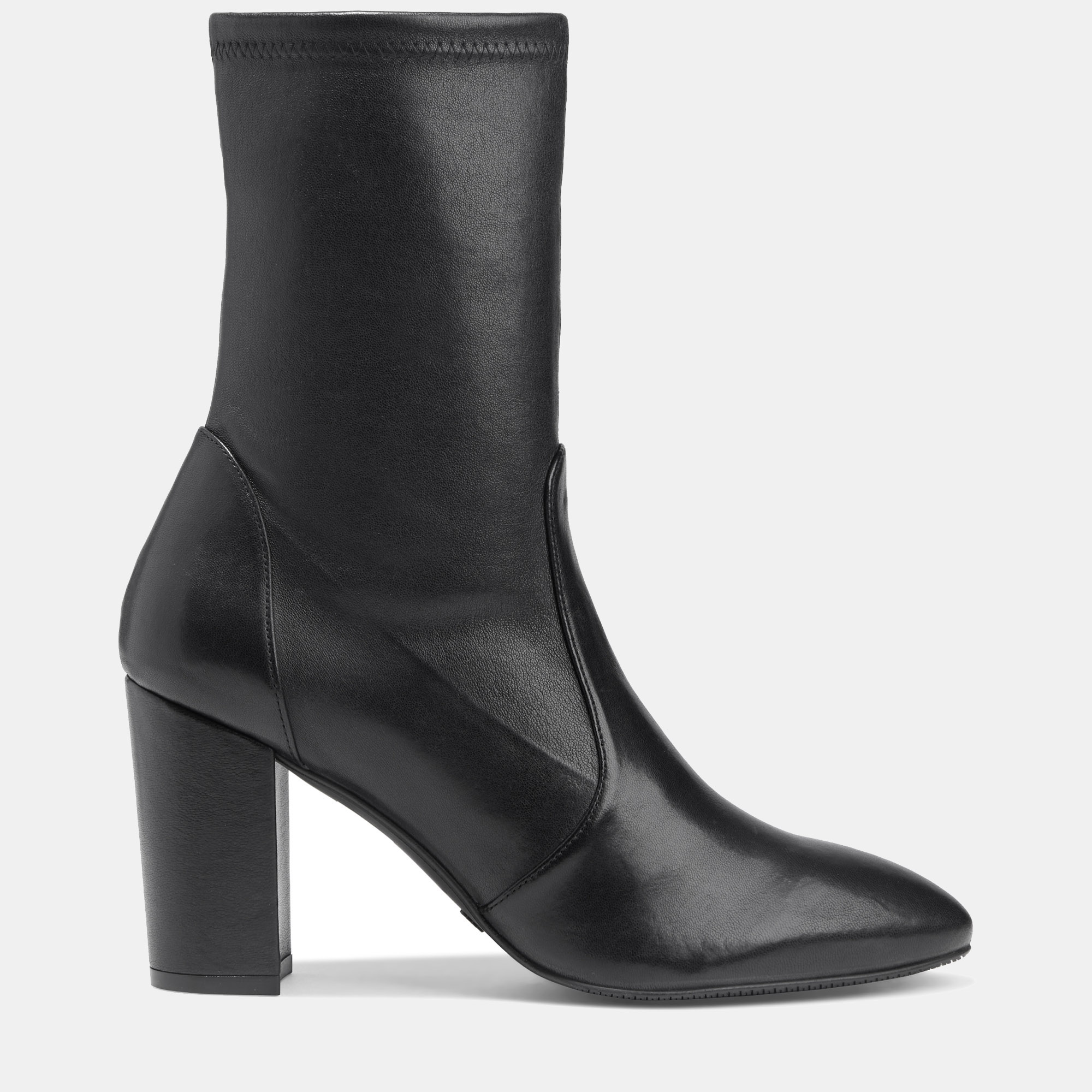 

Stuart Weitzman Leather Block Heel Ankle Boots Size, Black
