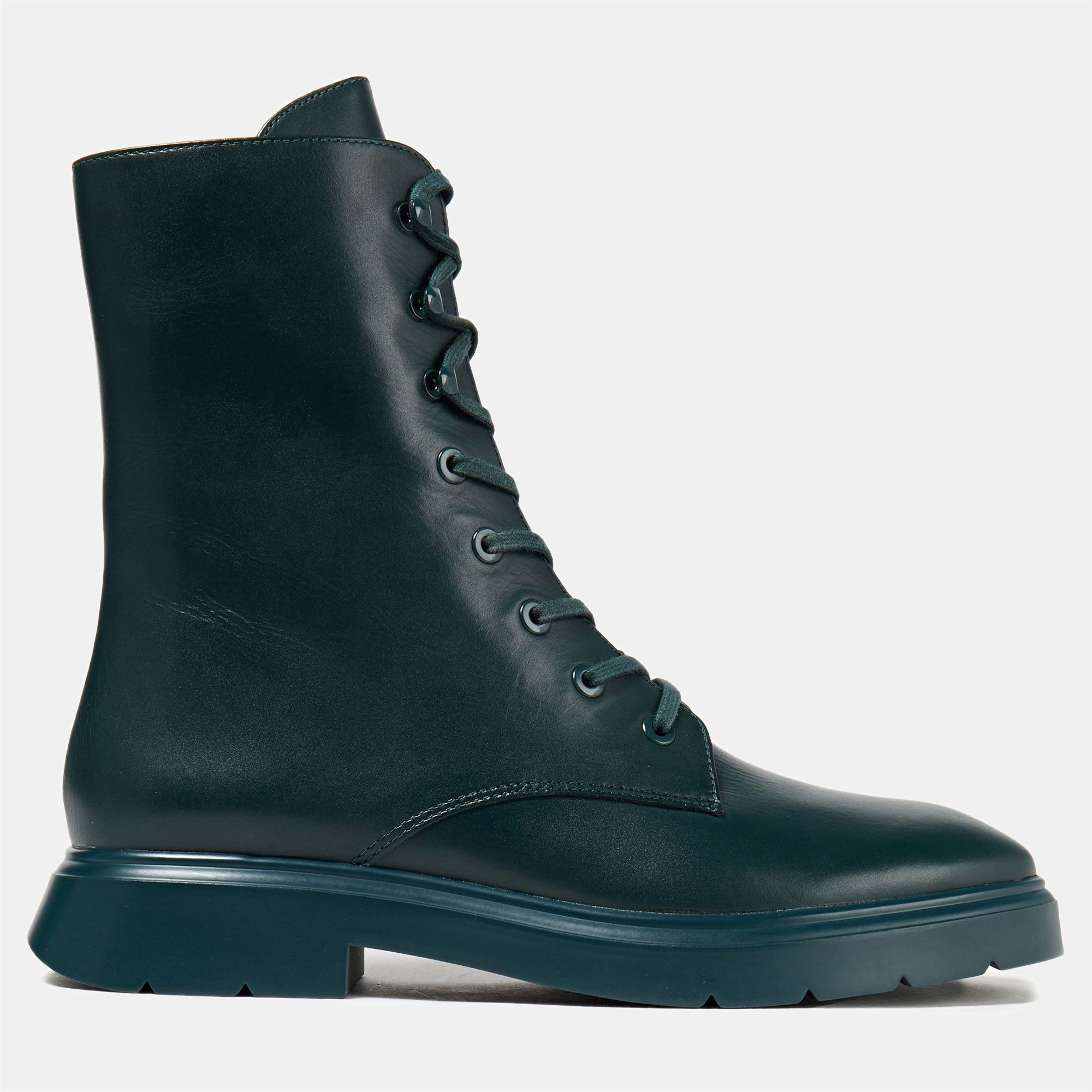 

Stuart Weitzman Vacchetta Leather Ankle Combat Boots Size, Green