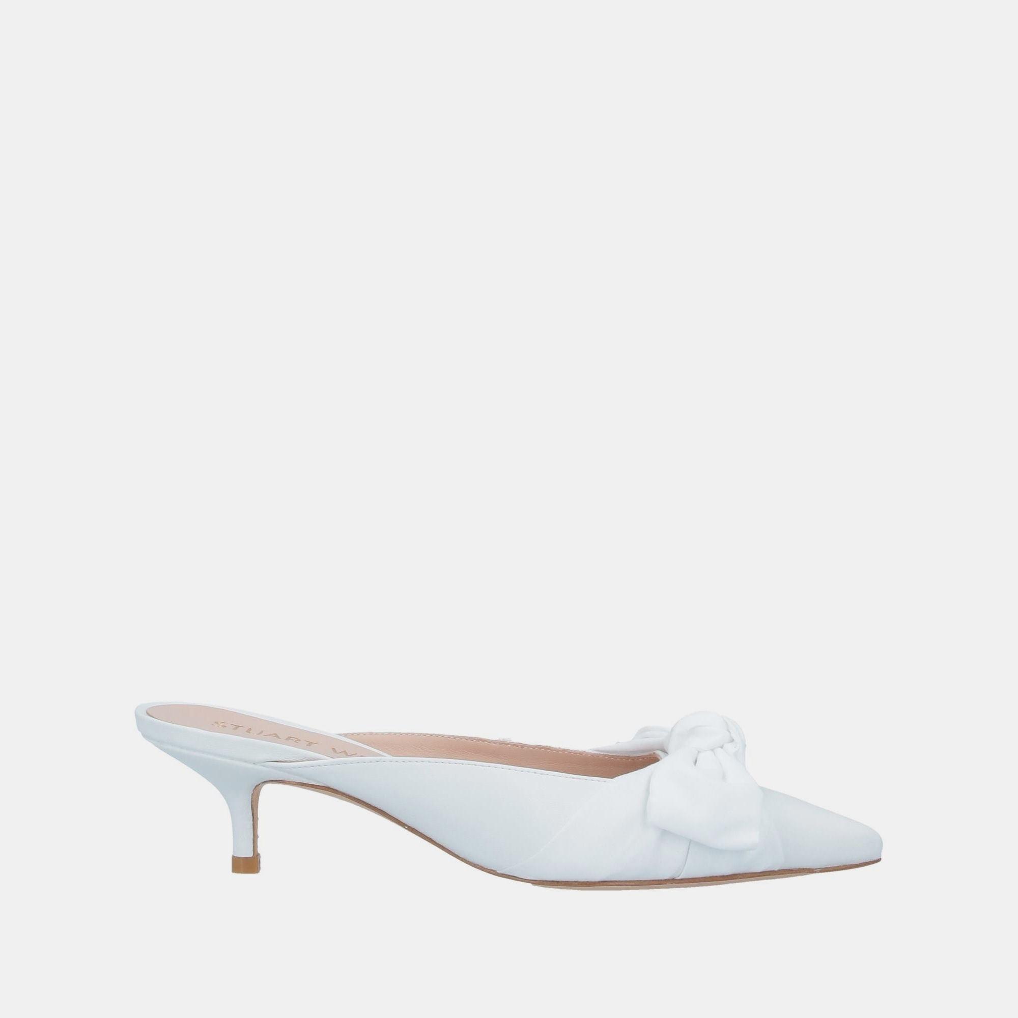 Pre-owned Stuart Weitzman Leather Mules Size 36 In White