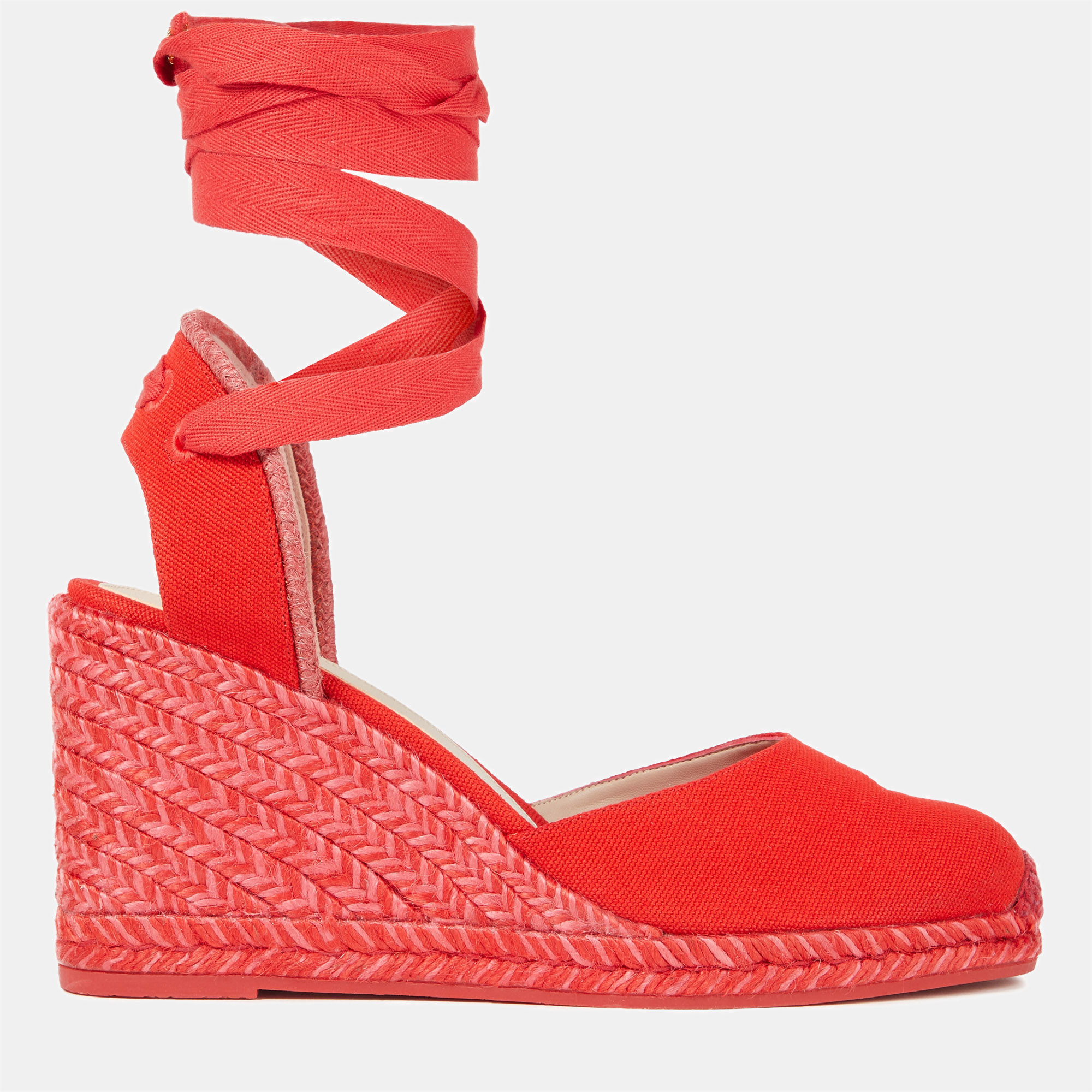 

Stuart Weitzman Canvas Wedge Espadrilles, Red