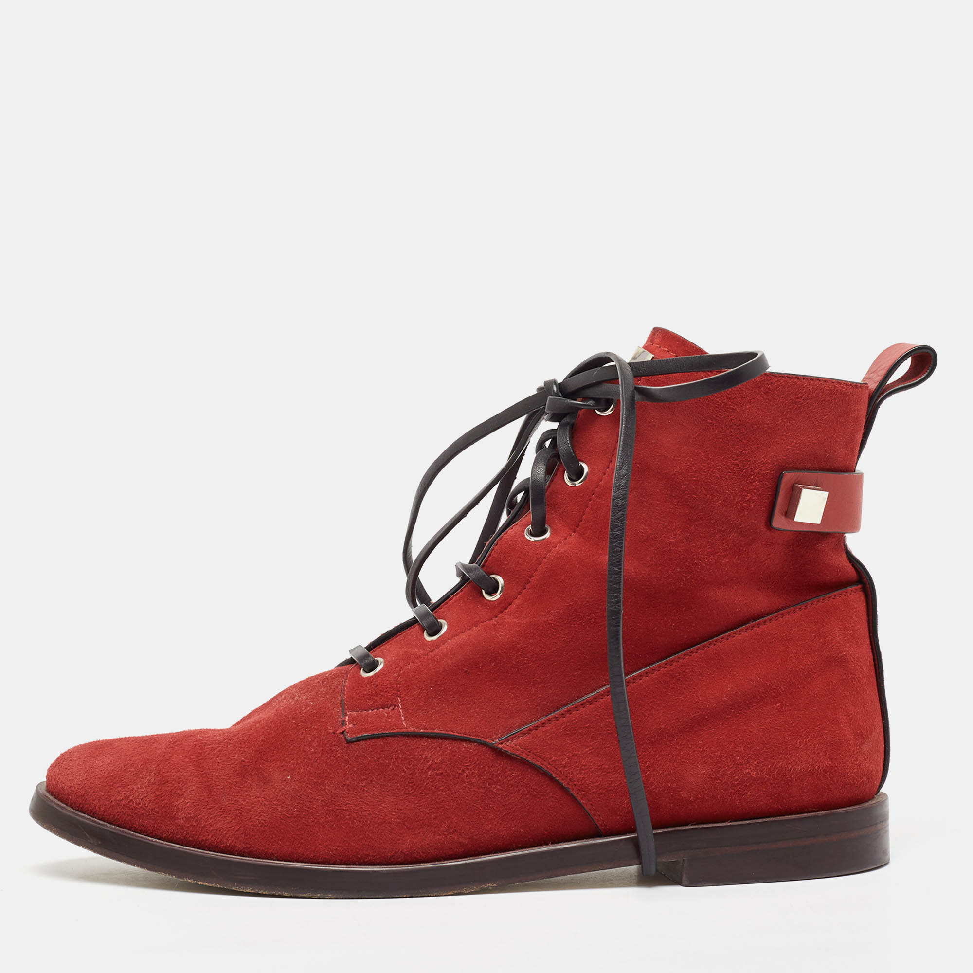 

Stuart Weitzman Red Suede and Leather Ankle Boots Size