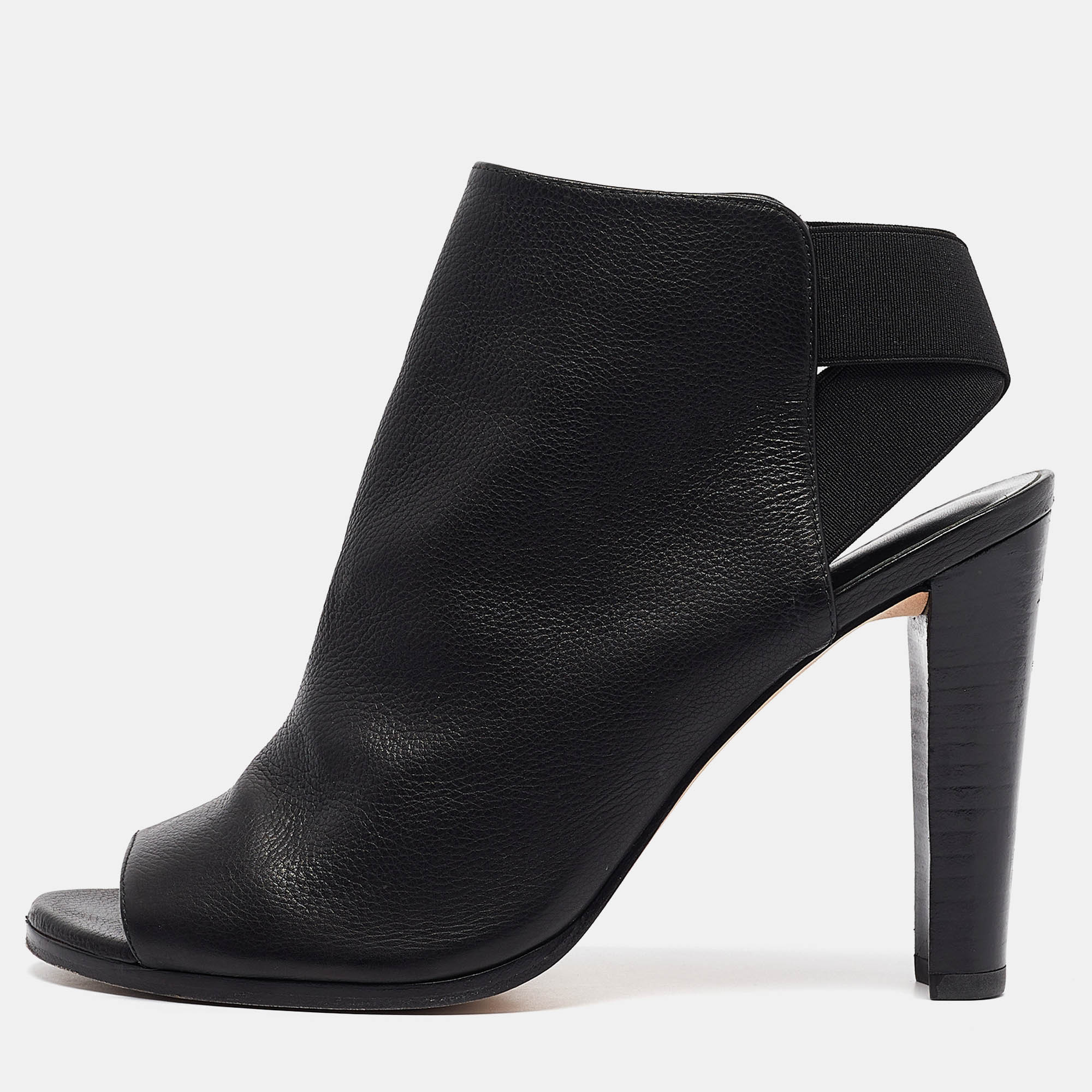 

Stuart Weitzman Black Leather Cutout Elastic Booties Size