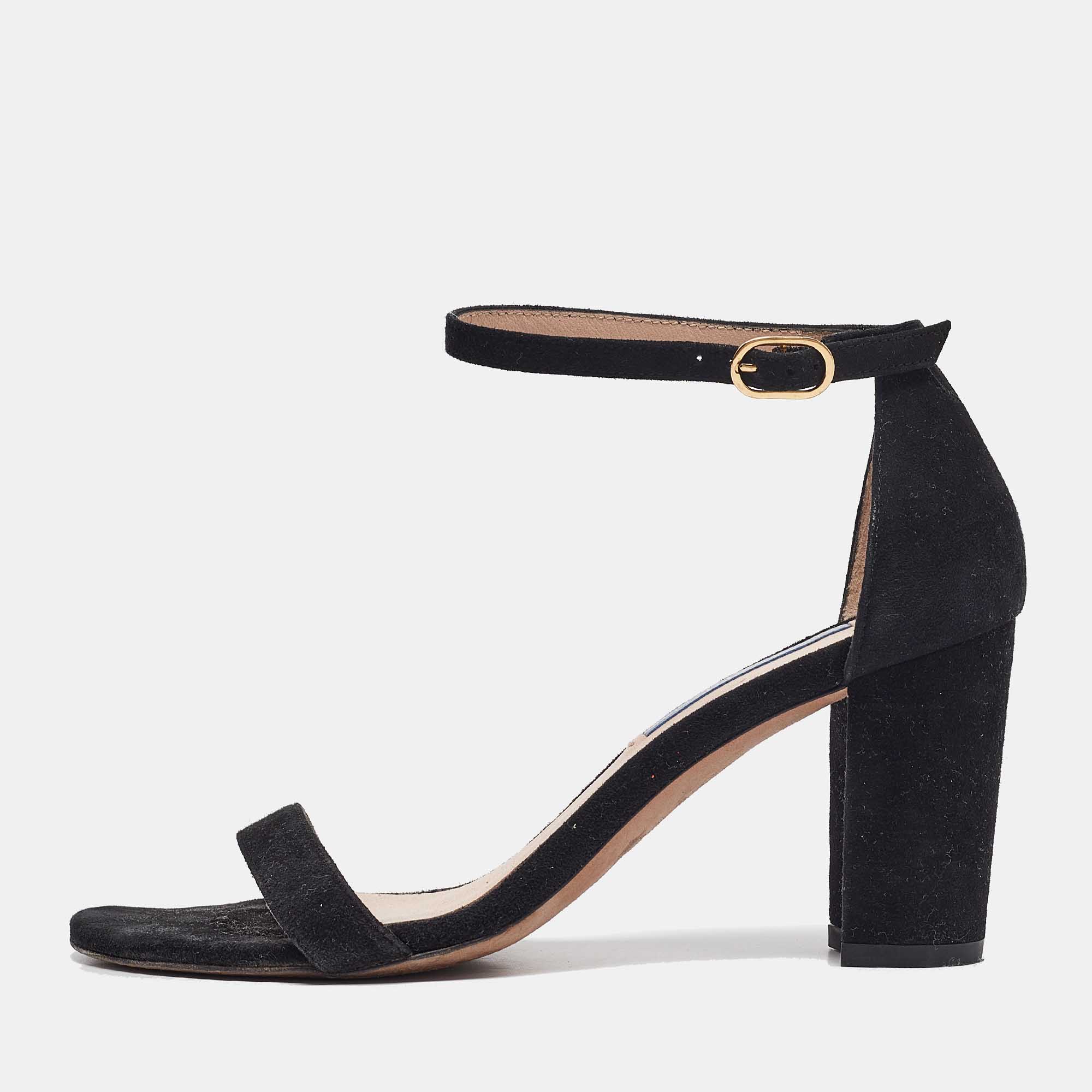 

Stuart Weitzman Black Suede Nearlynude Sandals Size