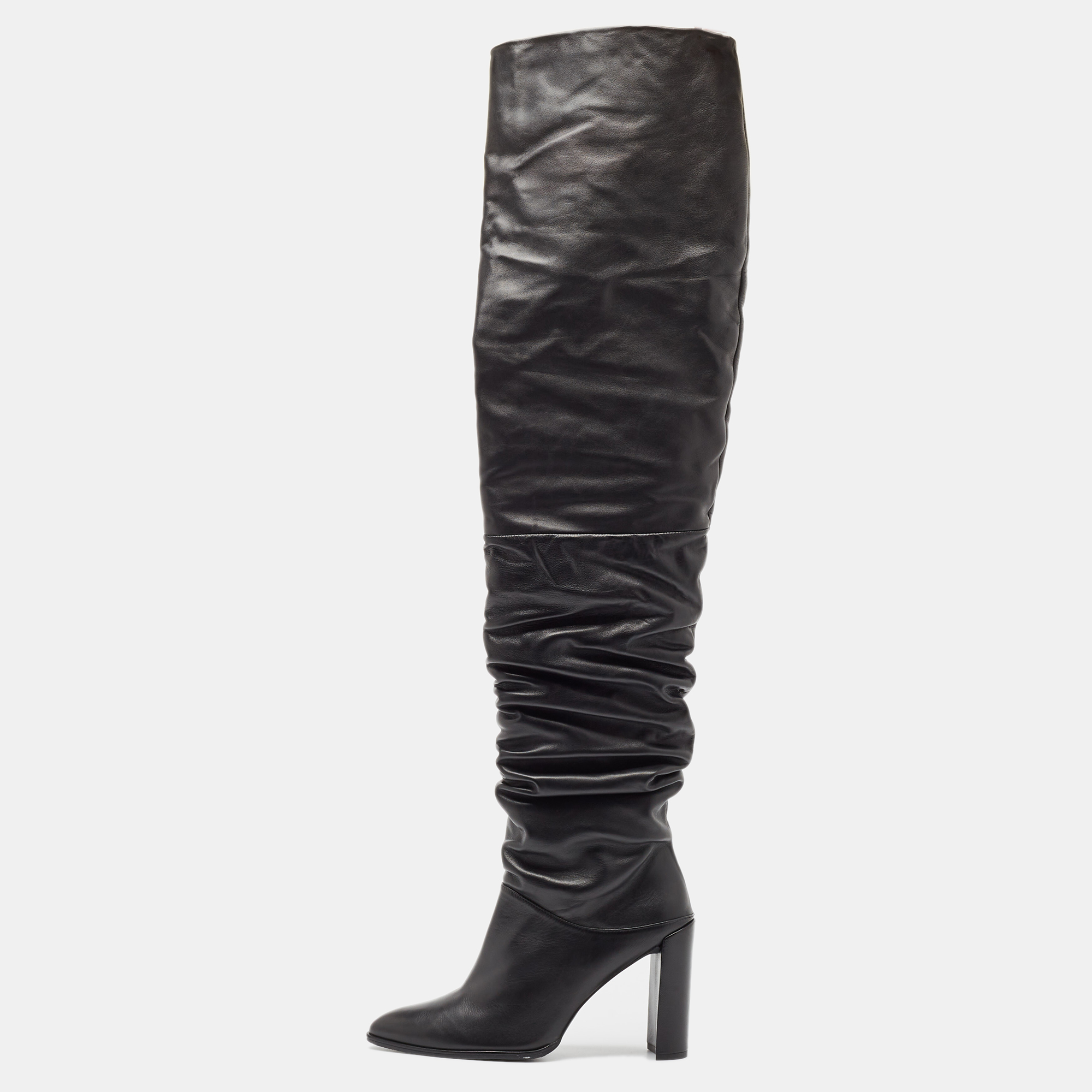 

Stuart Weitzman Black Leather Histyle Over The Knee Boots Size 42.5