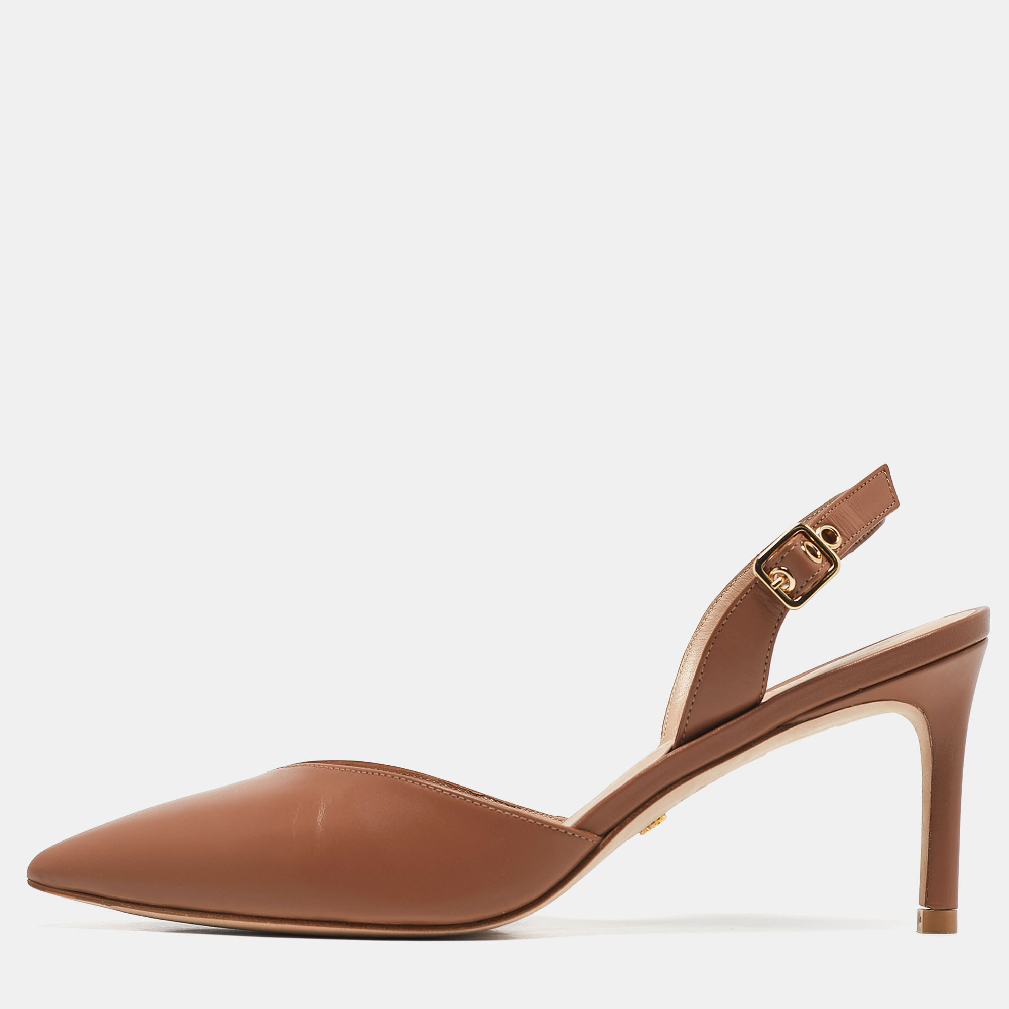 

Stuart Weitzman Brown Leather Ryder Slingback Pumps Size