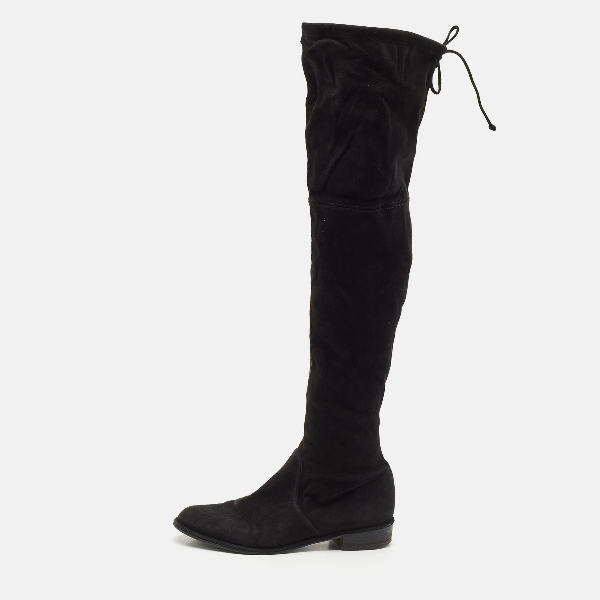 

Stuart Weitzman Black Suede Highland Over The Knee Boots Size