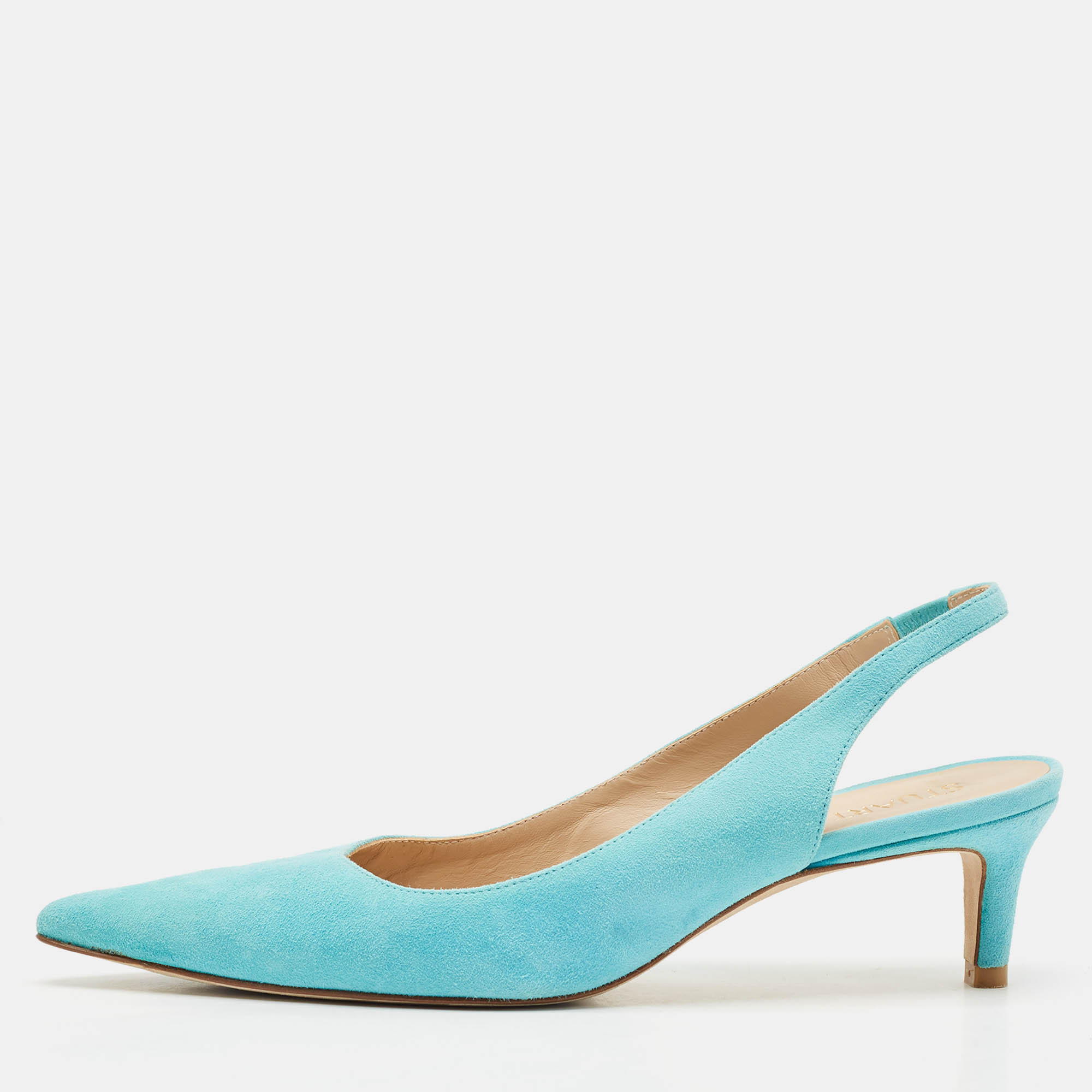 

Stuart Weitzman Blue Suede Ryder Slingback Pumps Size