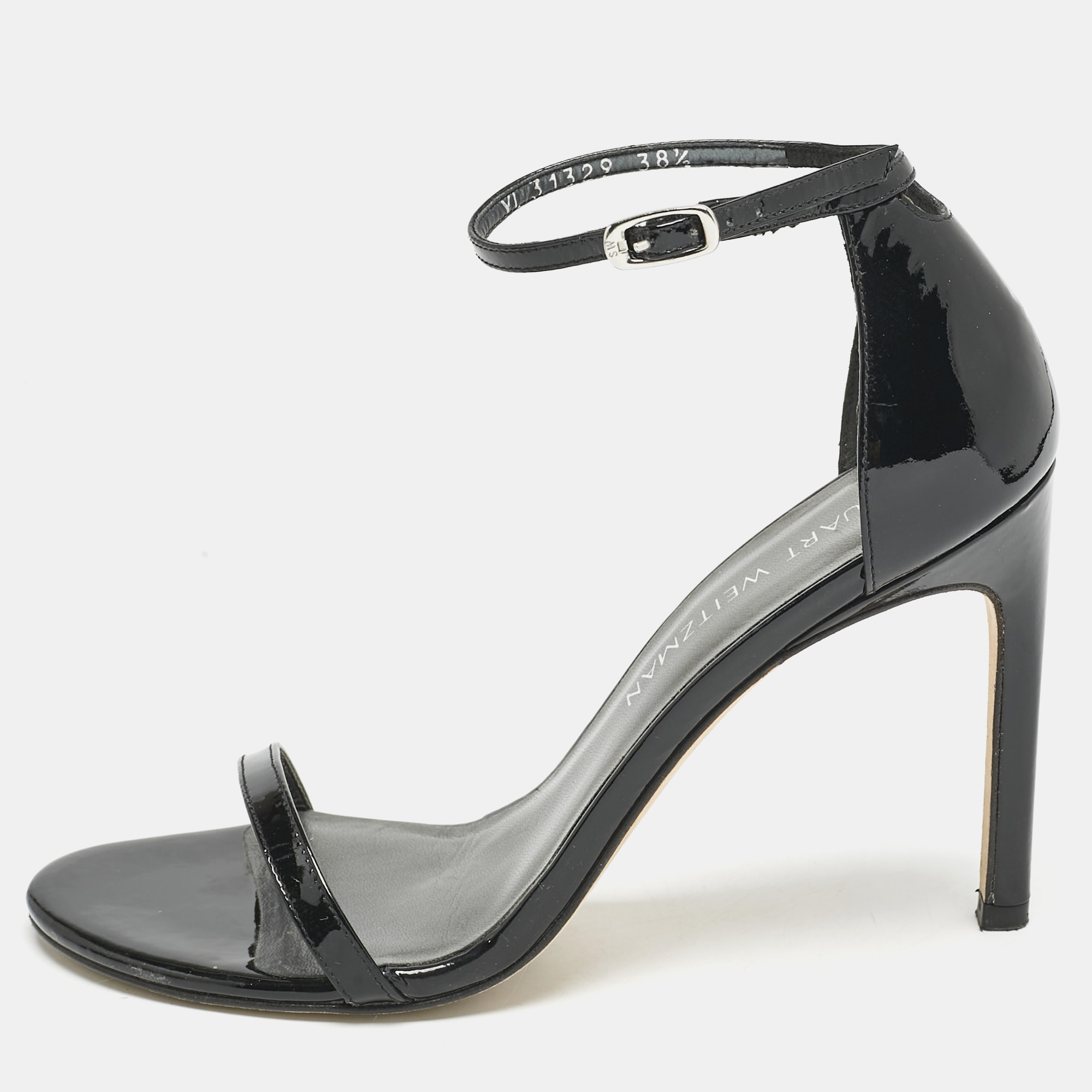 

Stuart Weitzman Black Patent Leather Nudistsong Sandals Size