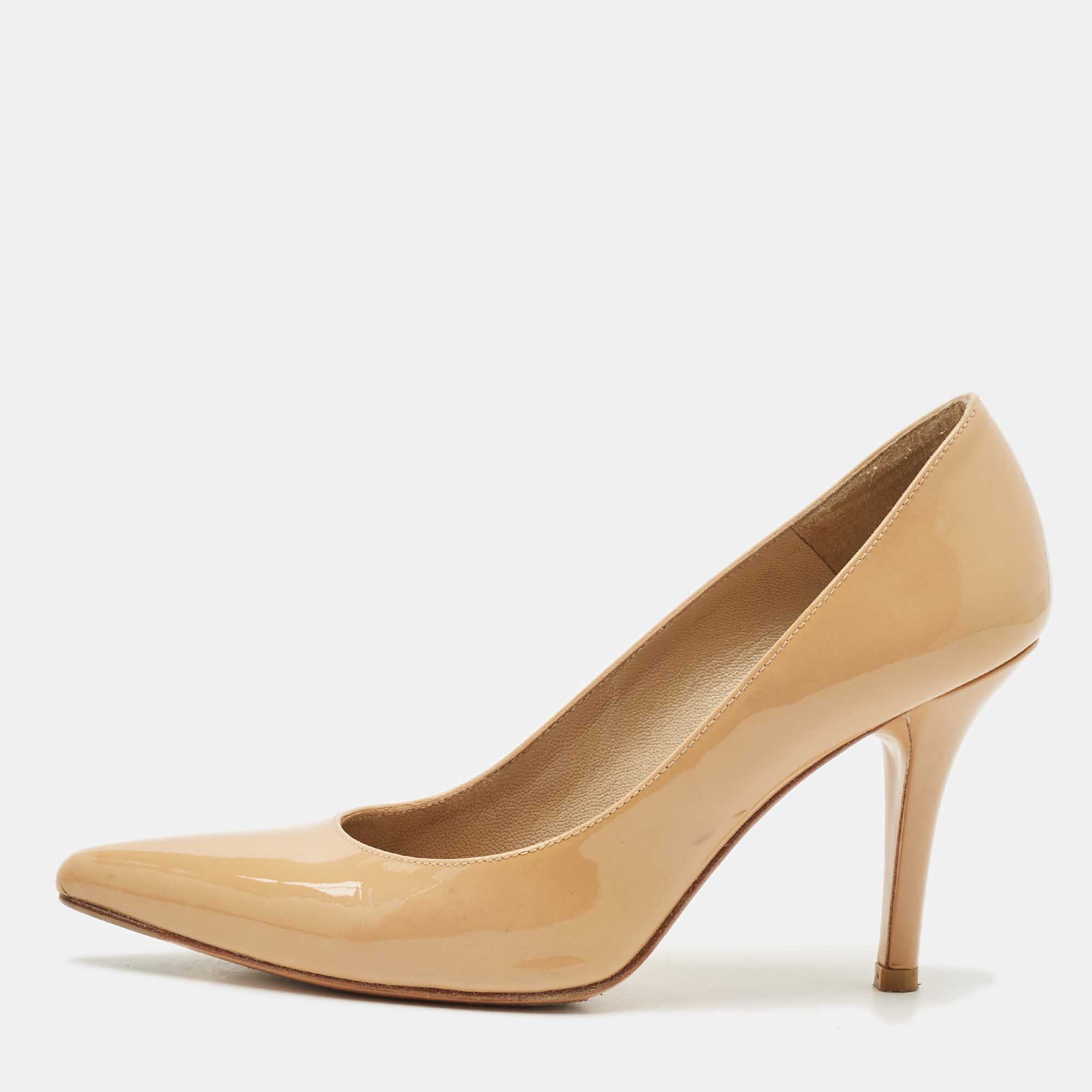 

Stuart Weitzman Beige Patent Leather Pointed Toe Pumps Size 36