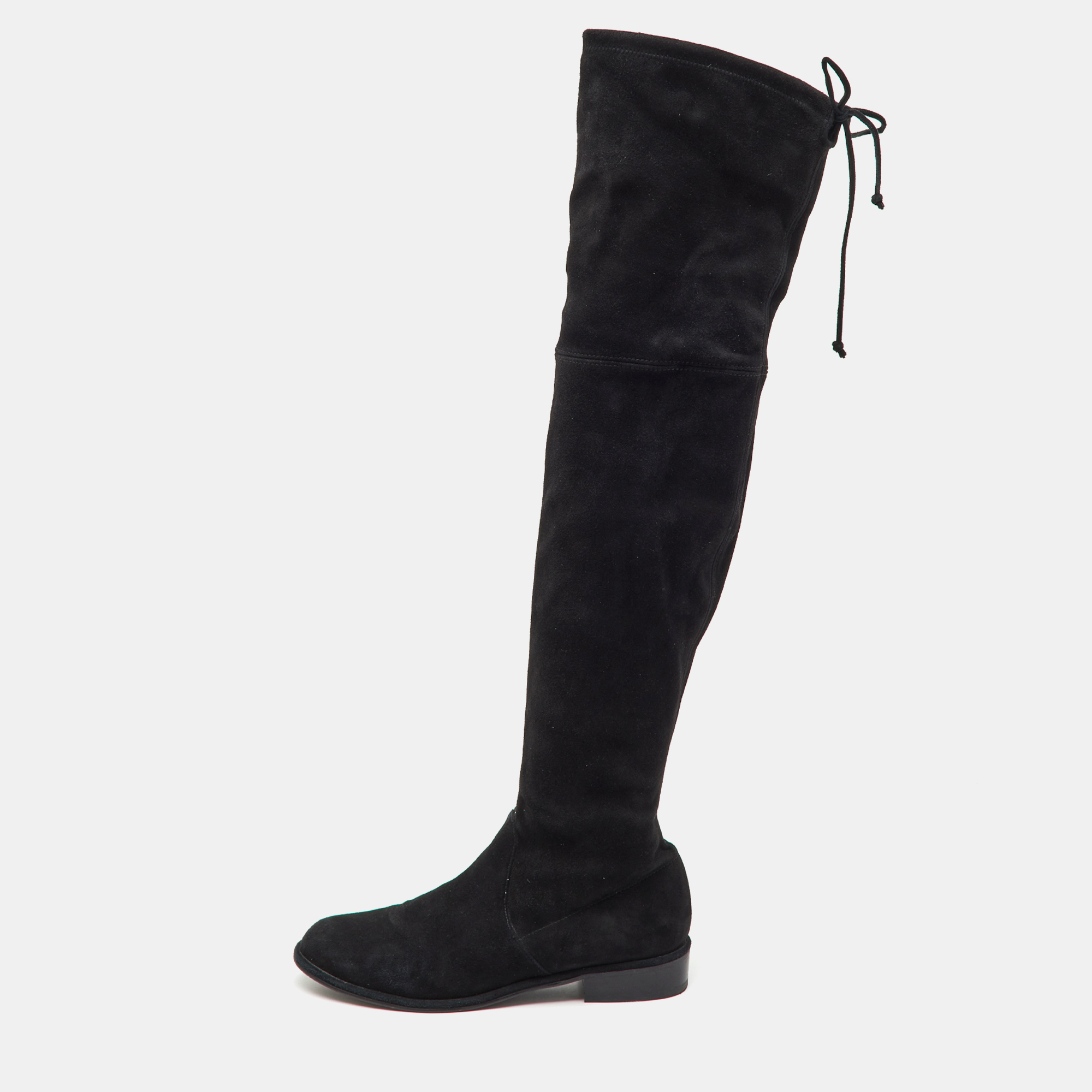 Pre-owned Stuart Weitzman Black Suede Lowland Over The Knee Boots Size 36