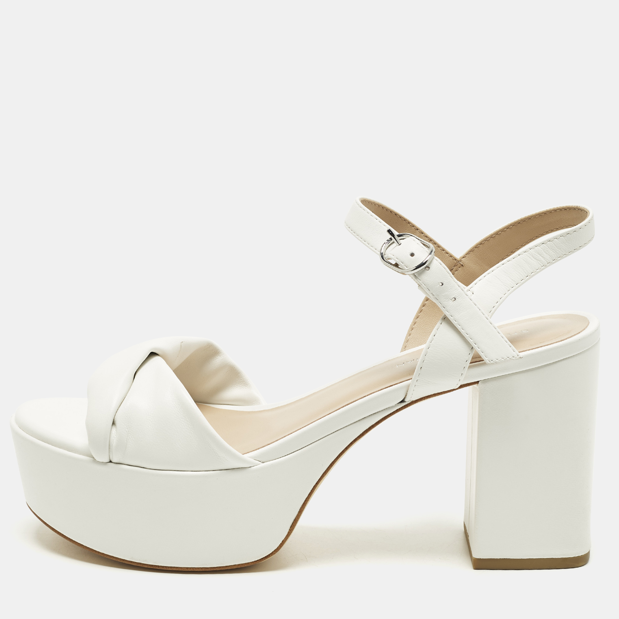 

Stuart Weitzman Everly Size 38 White Leather Platform Sandals