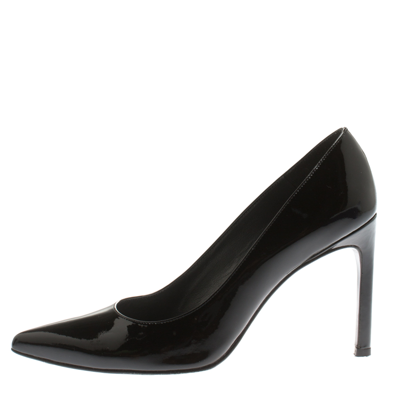 

Stuart Weitzman Black Patent Leather Heist Pointed Toe Pumps Size