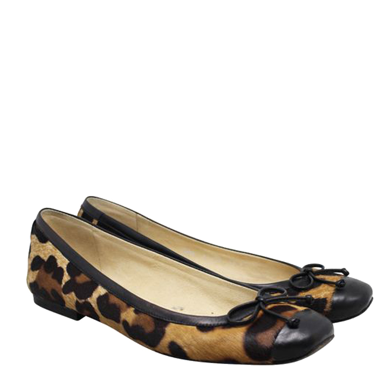 

Stuart Weitzman Brown Leopard Print Pony Hair Flats Size