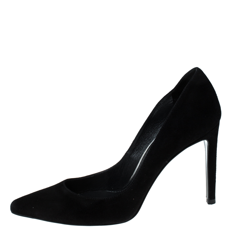 

Stuart Weitzman Black Suede The Leigh Pointed Toe Pumps Size