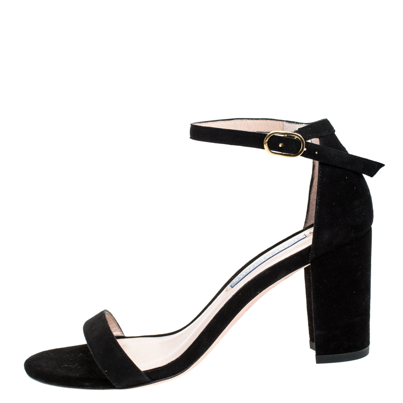 

Stuart Weitzman Black Suede Ankle Strap Open Toe Sandals Size