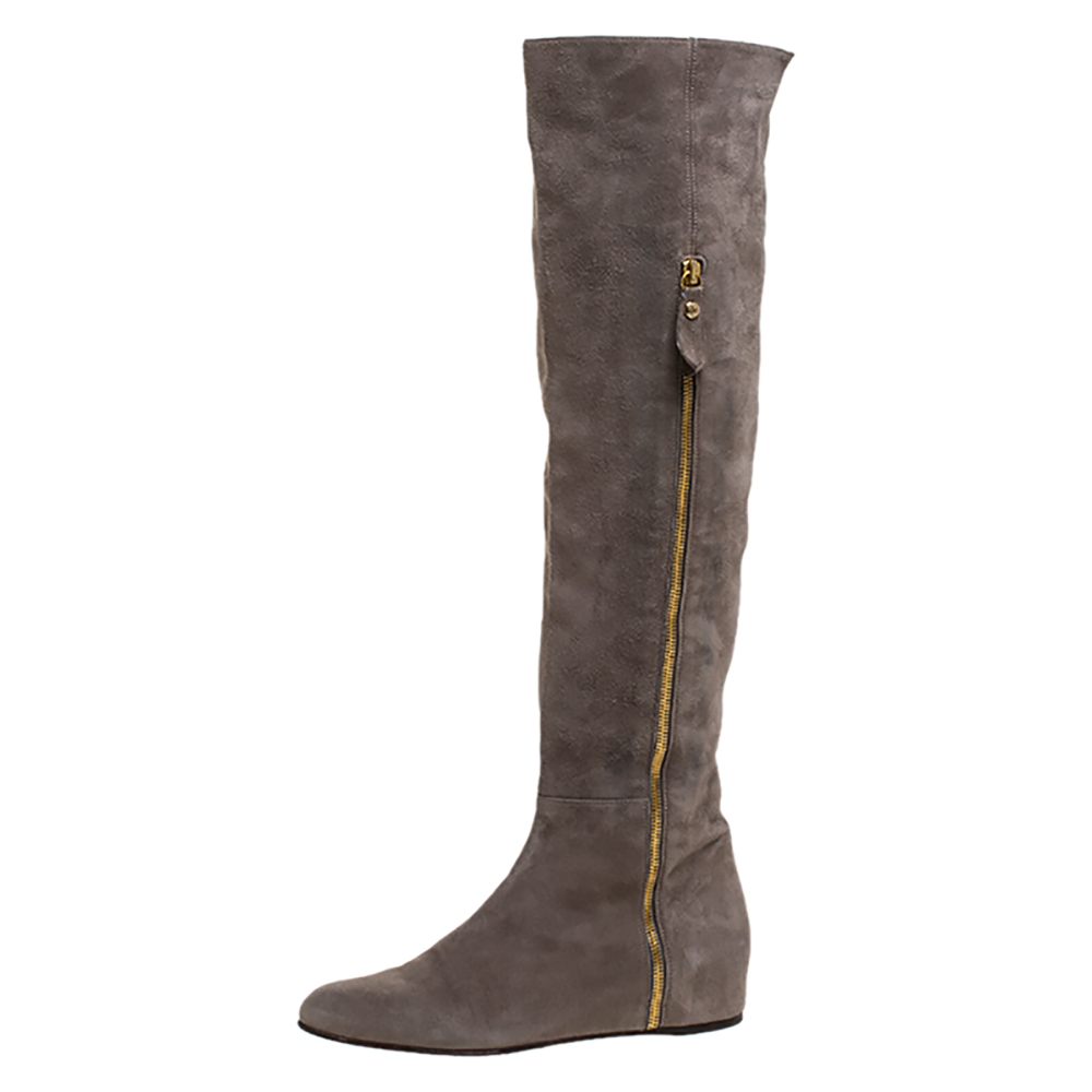 

Stuart Weitzman Grey Suede Knee Length Boots Size