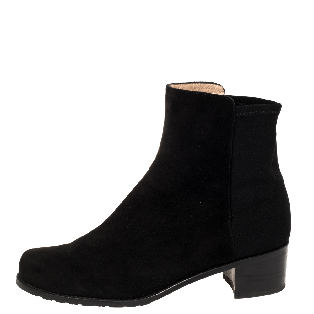 

Stuart Weitzman Black Suede And Fabric Ankle Boots Size
