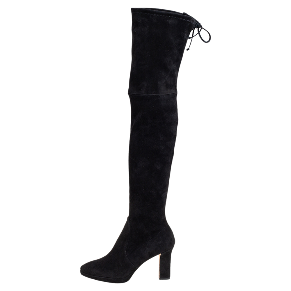 

Stuart Weitzman Black Suede Ledyland Over-The-Knee Boots Size