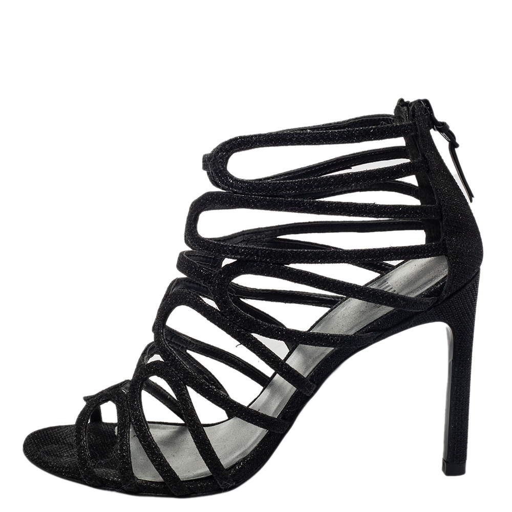 

Stuart Weitzman Black Leather Loopdeloop Sandals Size